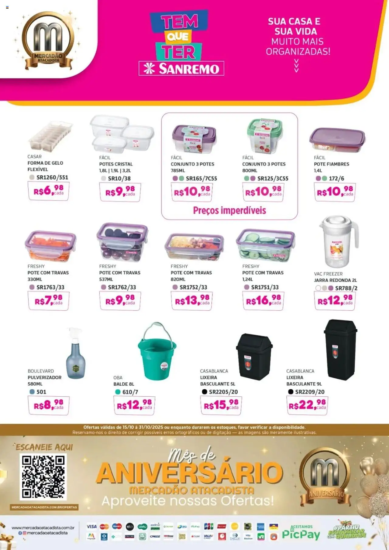 Mercadão Atacadista Folheto - válido de 15.10.2025 | Página: 2 | Produtos: Pulverizador, Freezer, Lixeira, Jarra