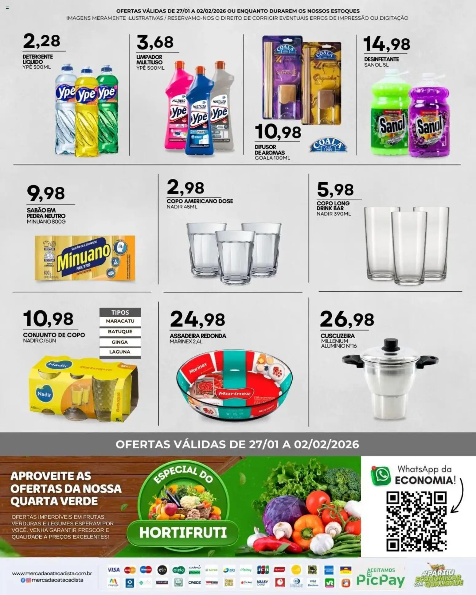 Mercadão Atacadista Folheto - válido de 27.01.2026 | Página: 12 | Produtos: Difusor, Sabão, Assadeira, Desinfetante