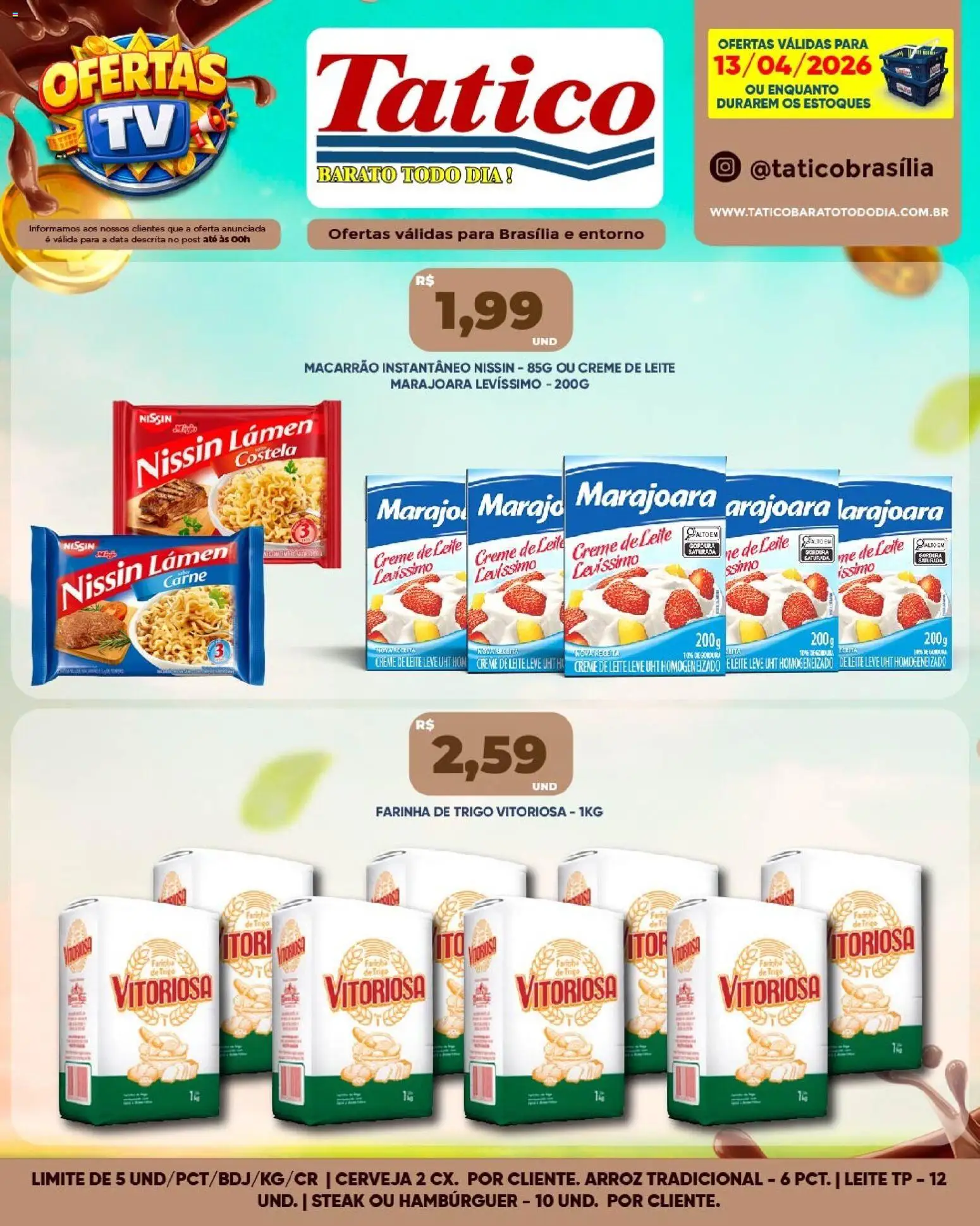 Tatico Folheto - válido de 14.04.2026 | Página: 12 | Produtos: Leite, Cerveja, Arroz, Hambúrguer