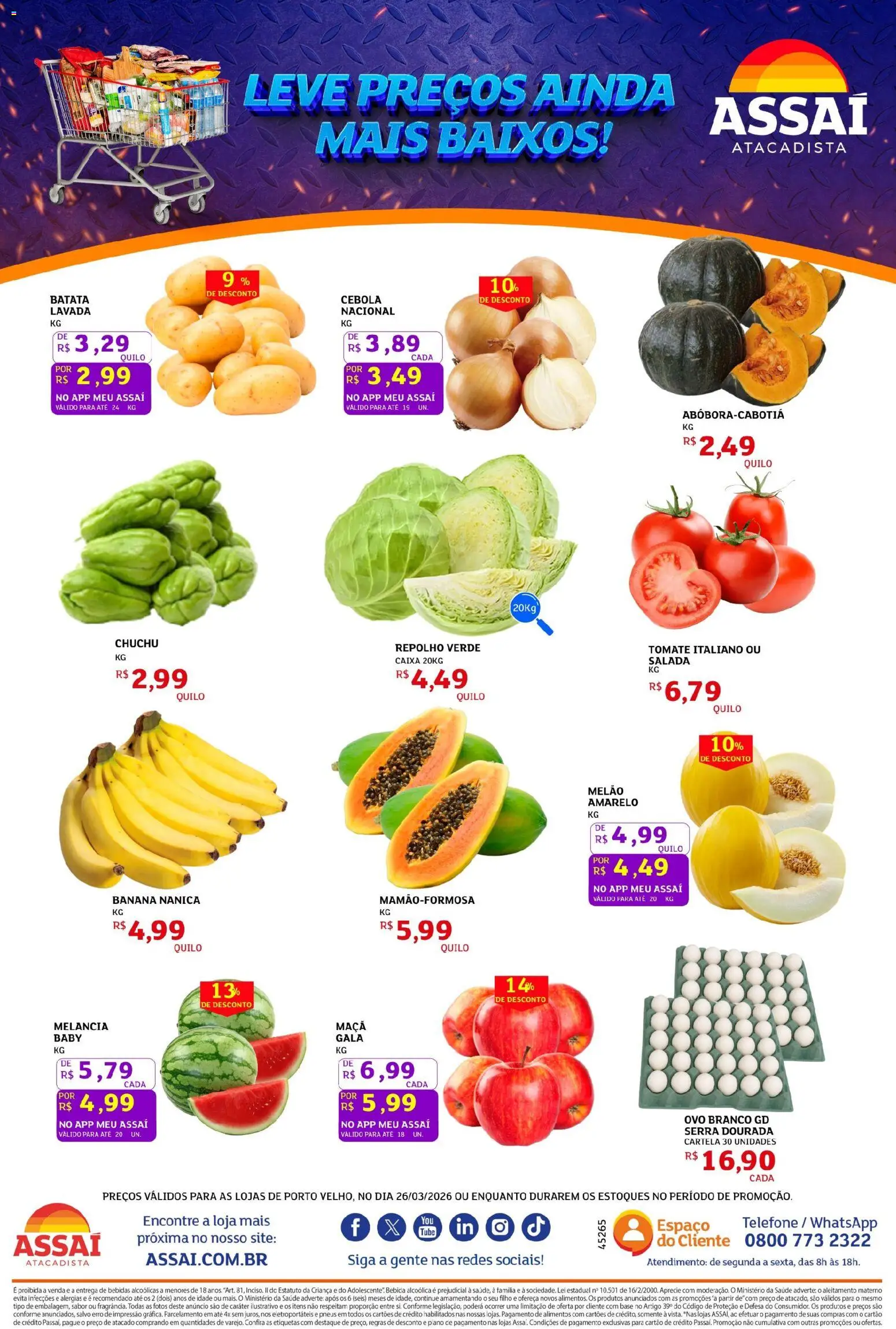 Assaí Atacadista Folheto - válido de 26.03.2026 | Página: 4 | Produtos: Melancia, Melão, Caixa, Salada