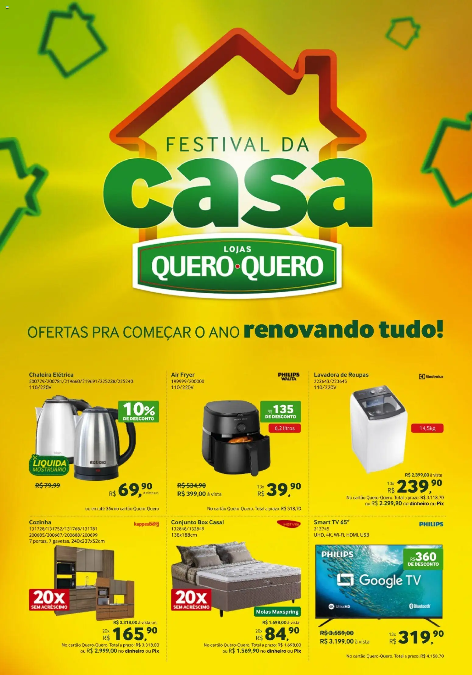 Lojas Quero-Quero Folheto - válido de 13.01.2026 | Página: 1 | Produtos: Chaleira, Lavadora de roupas, Tv, Roupas
