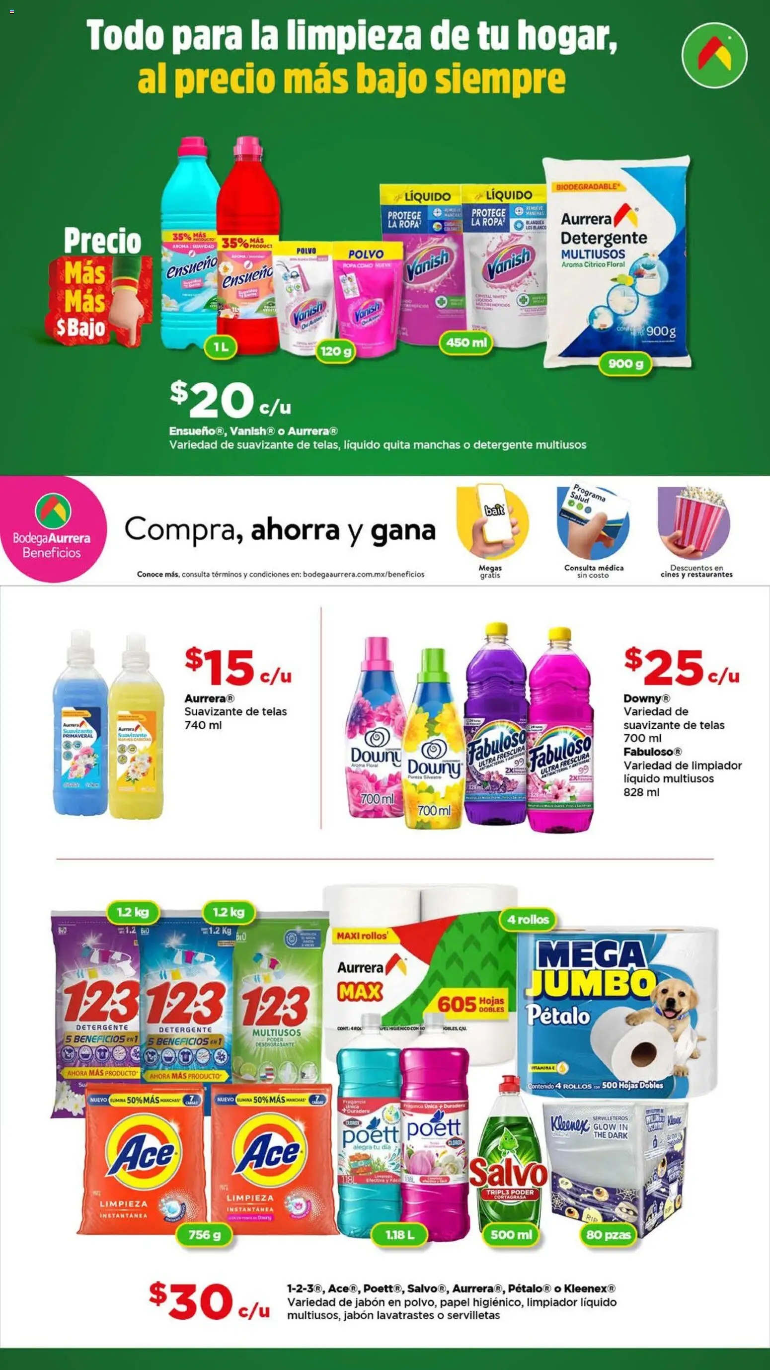 Nuevas ofertas de Bodega Aurrerá válidas en toda la República Mexicana desde el 20.11.2025. ¡Encuentra las mejores ofertas en Bodega Aurrerá folleto Todo para la limpieza ! | Página: 1 | Productos: Limpiador, Desengrasante, Servilletas, Jabón
