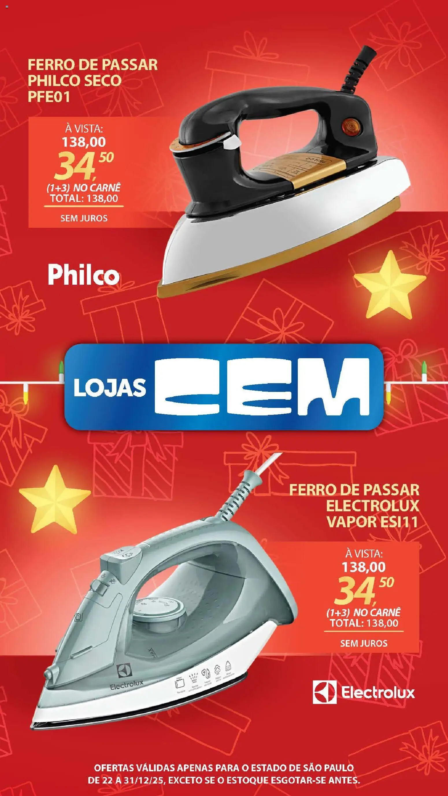 Lojas Cem Folheto - válido de 22.12.2025 | Página: 121 | Produtos: Ferro, Ferro de passar, Carne