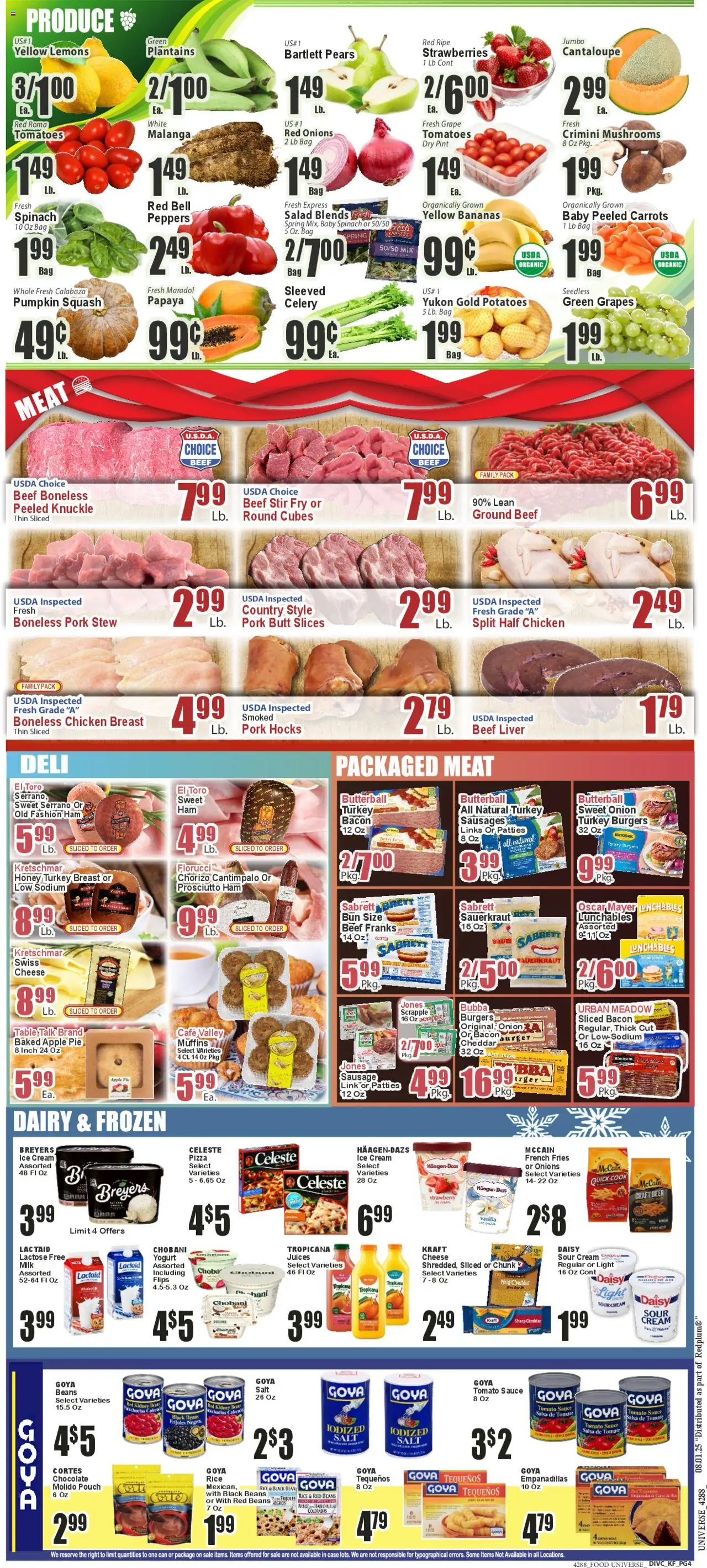 Food Universe Weekly Ad - valid from 01.08.2025 | Page: 4 | Products: Peppers, Milk, Bananas, Cream