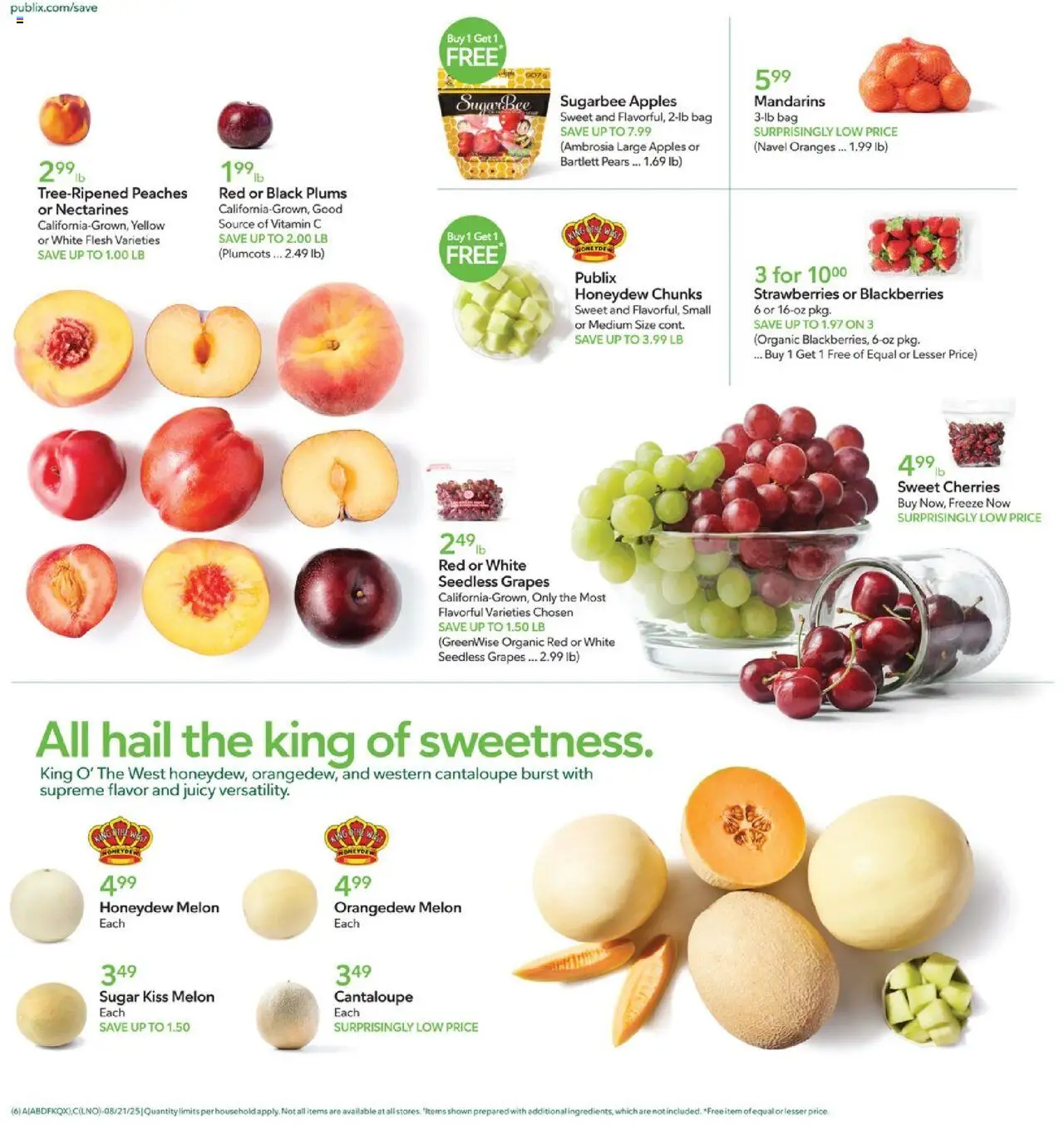 Publix Weekly Ad - valid from 20.08.2025 | Page: 6 | Products: Vitamin, Peaches, Oranges, Bag