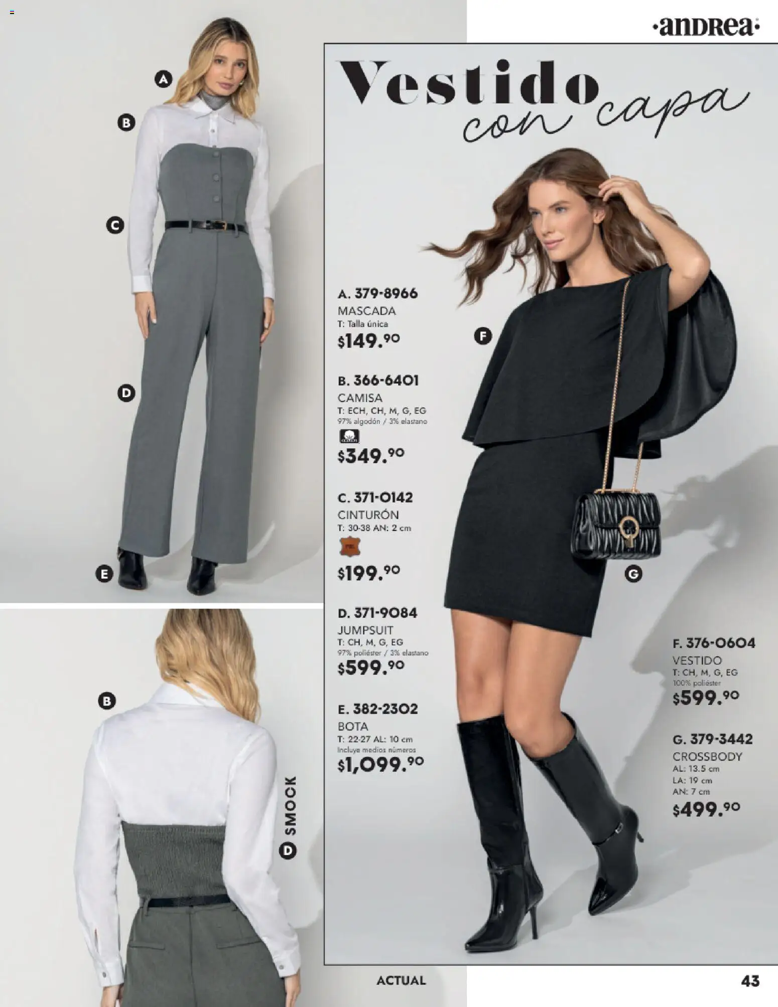 Nuevas ofertas de Andrea válidas en toda la República Mexicana desde el 26.11.2025. ¡Encuentra las mejores ofertas en Andrea catálogo Vestir! | Página: 43 | Productos: Cinturón, Camisa, Algodón, Vestido
