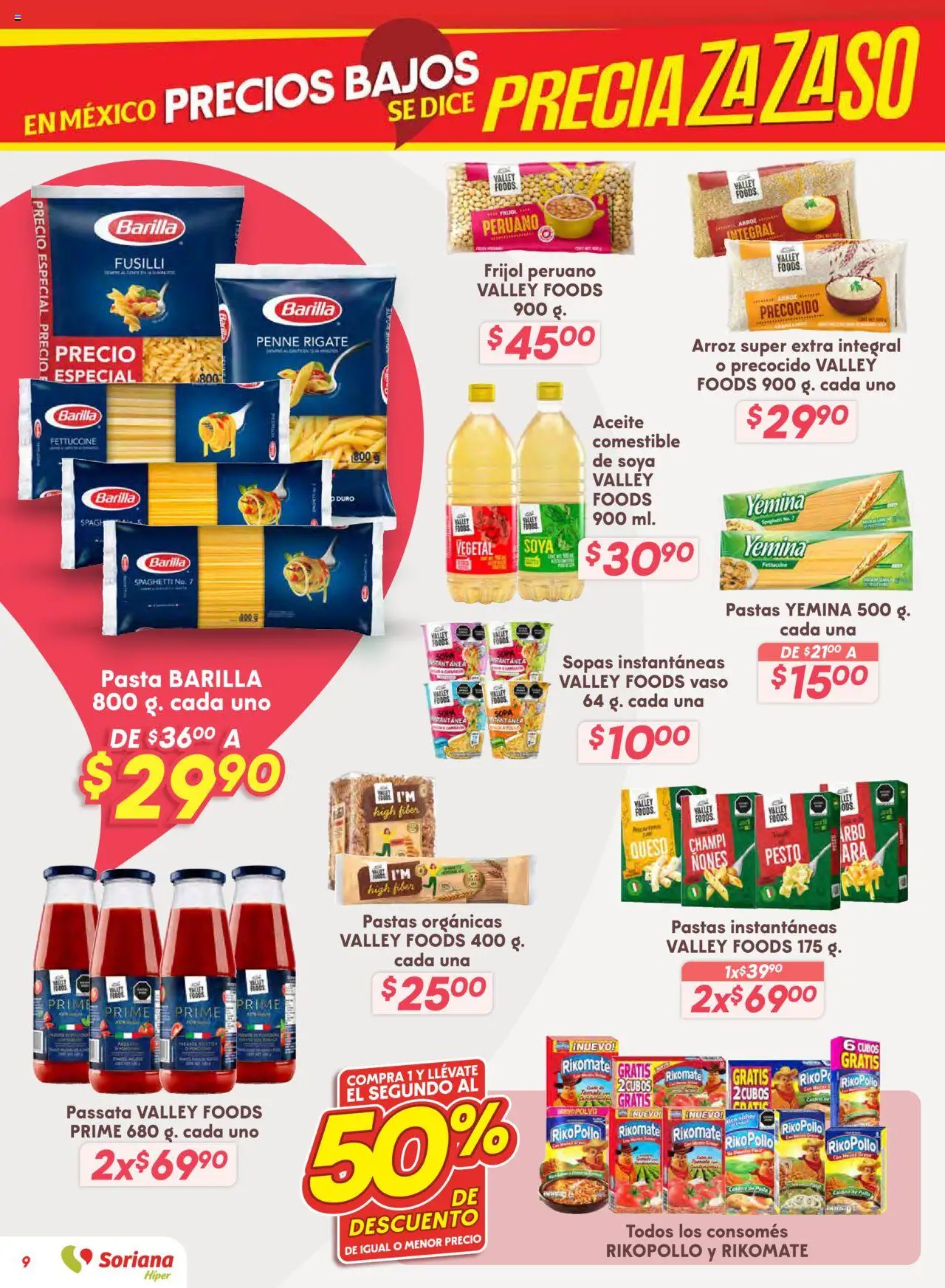 Nuevas ofertas de Soriana válidas en toda la República Mexicana desde el 14.08.2025. ¡Encuentra las mejores ofertas en Soriana - Preciazazaso Híper: Ags, Col, Gto, Jal, Mich! | Página: 9 | Productos: Pollo, Queso, Arroz, Pasta