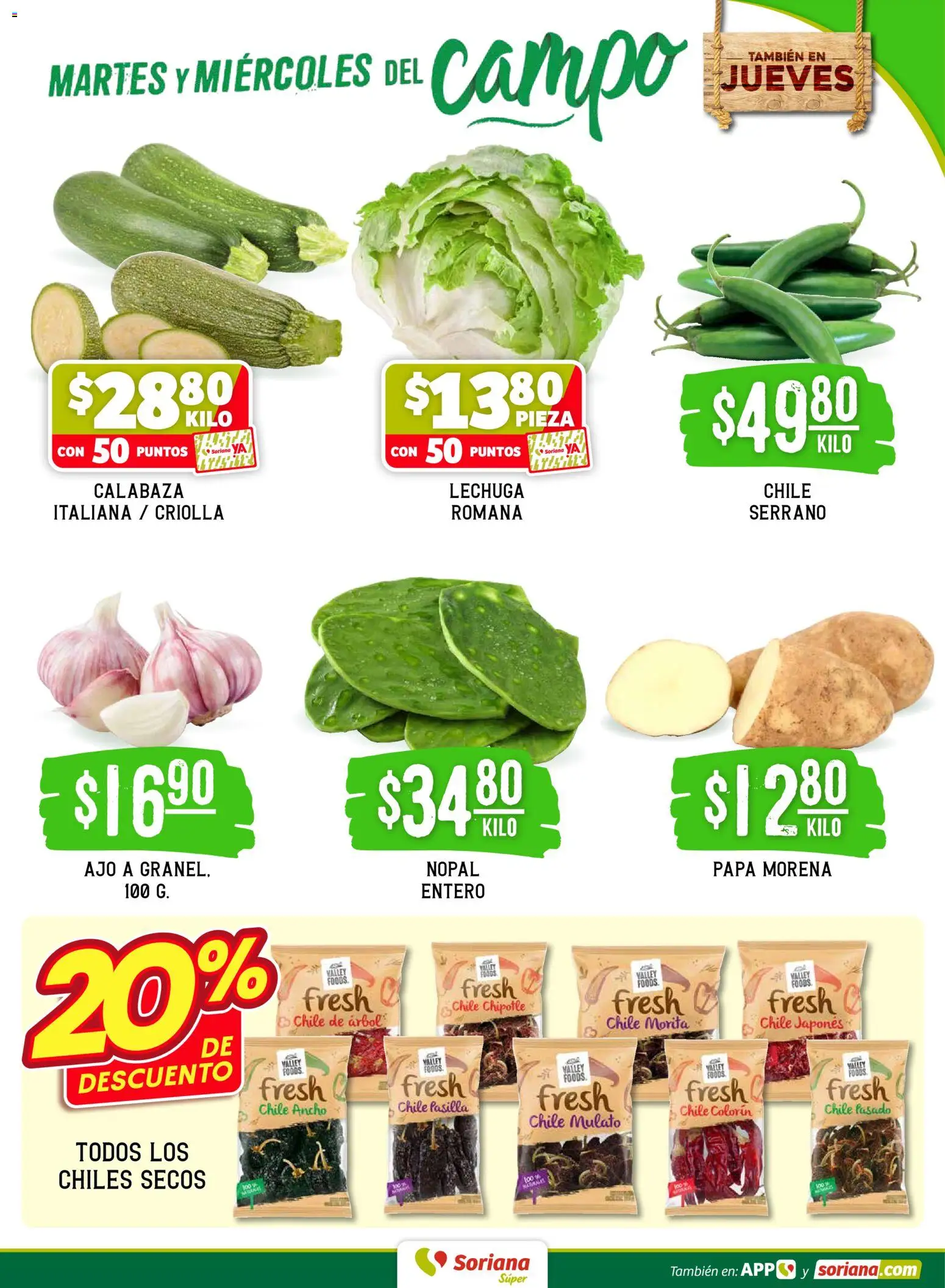 Nuevas ofertas de Soriana válidas en toda la República Mexicana desde el 31.03.2026. ¡Encuentra las mejores ofertas en Soriana Martes y Miércoles del Campo Súper: Tijuana, Mexicali, Ensenada, San Luis Río Colorado y Tecate! | Página: 3 | Productos: Papa, Ajo, Lechuga
