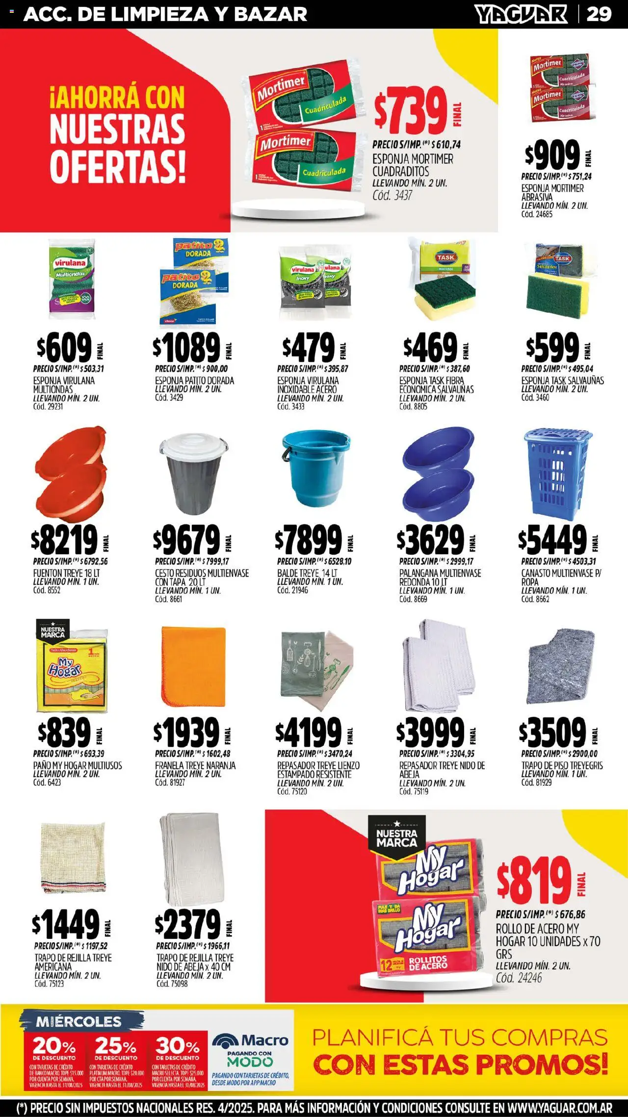Yaguar catálogo │ válido desde el 18.08.2025 | Página: 29 | Productos: Trapo de piso, Rejilla, Esponja, Ropa
