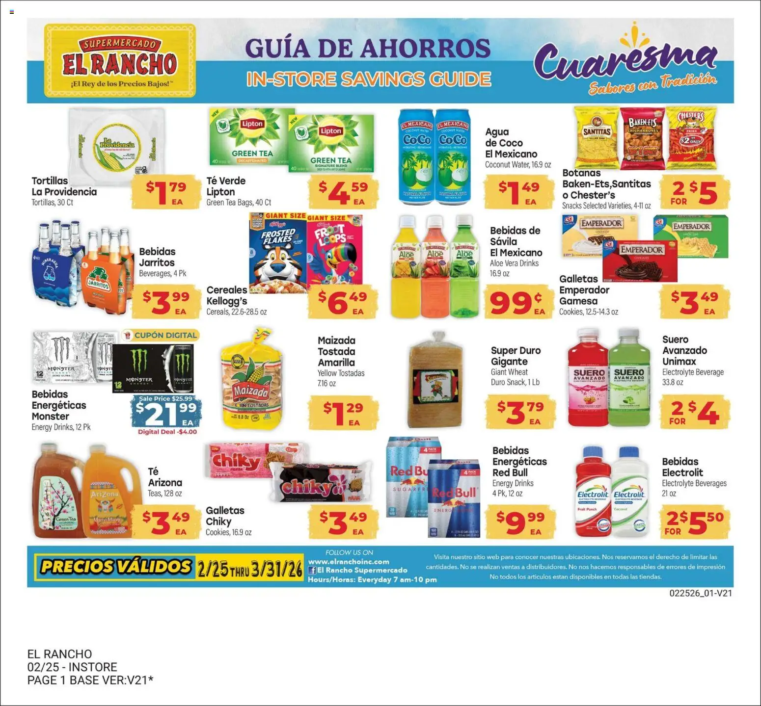 El Rancho Monthly Ad - valid from 03.03.2026 | Page: 1 | Products: Green Tea, Tea, Flakes, Water