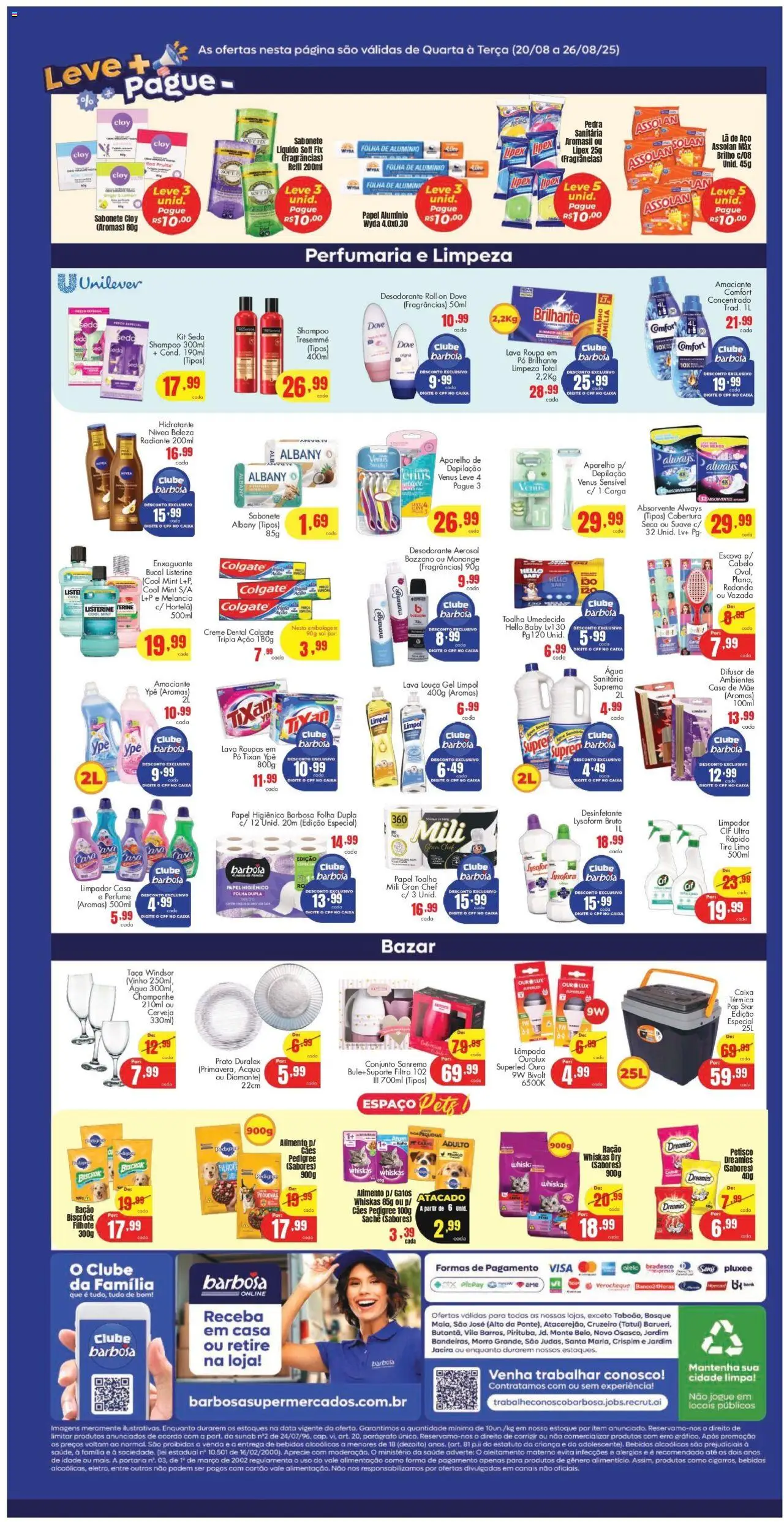 Barbosa Supermercados Folheto - válido de 20.08.2025 | Página: 4 | Produtos: Pedra sanitária, Roupas, Sabonete, Dove