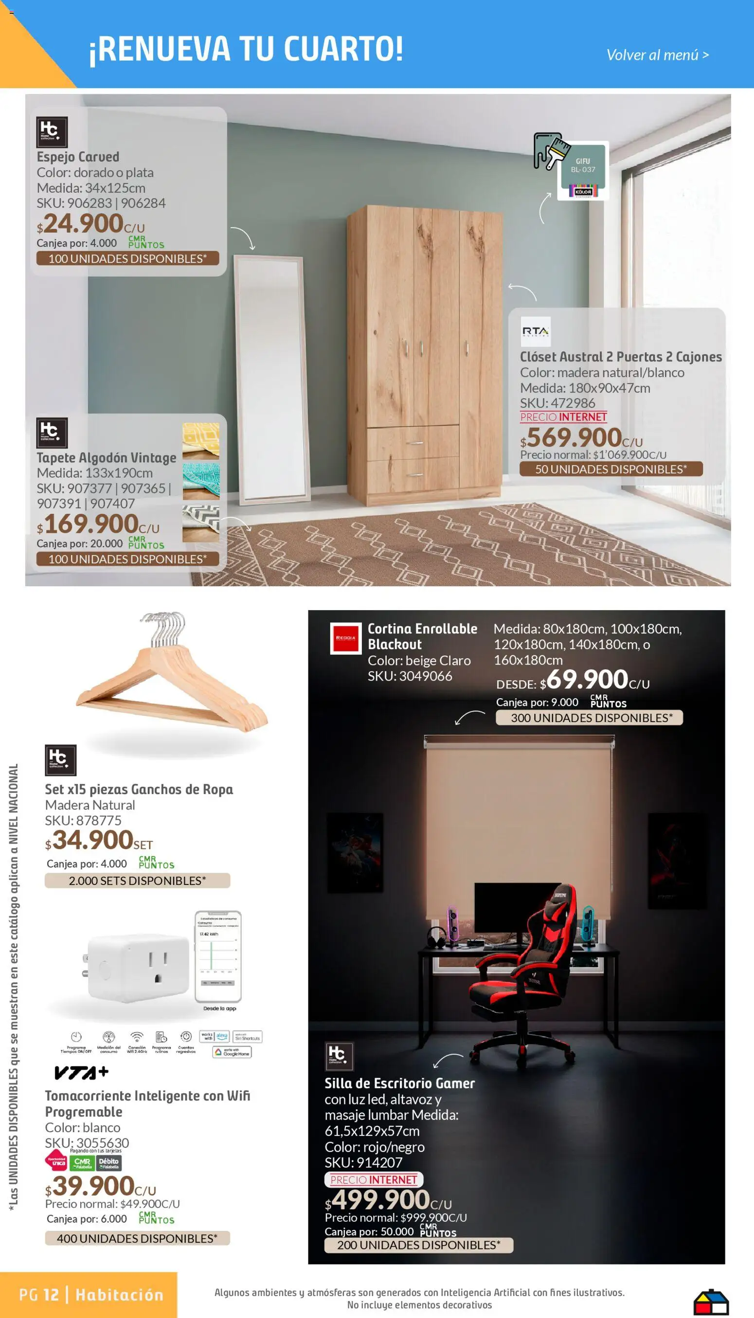 Homecenter revista - valida desde el 26.03.2026 | Página: 12 | Productos: Escritorio, Silla, Espejo, Clóset