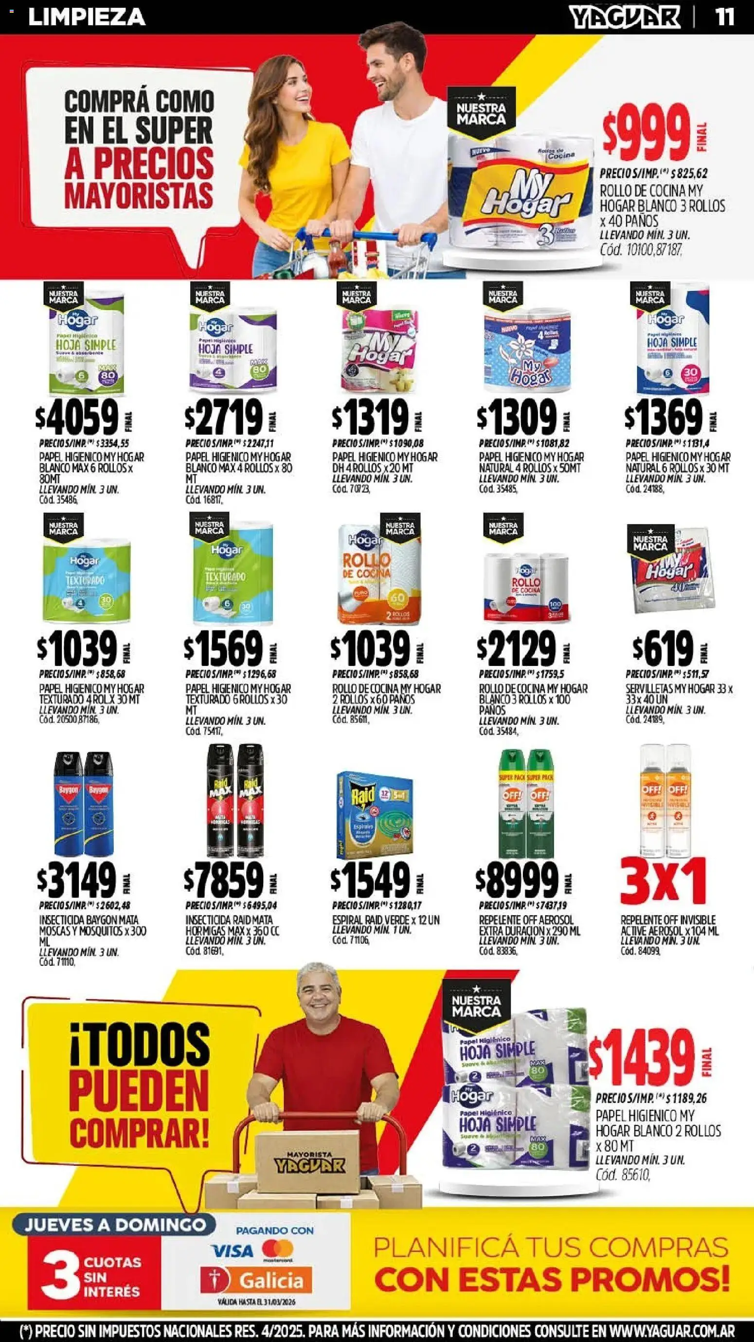 Yaguar catálogo │ válido desde el 02.03.2026 | Página: 11 | Productos: Mata moscas, Repelente, Papel higiénico, Servilletas