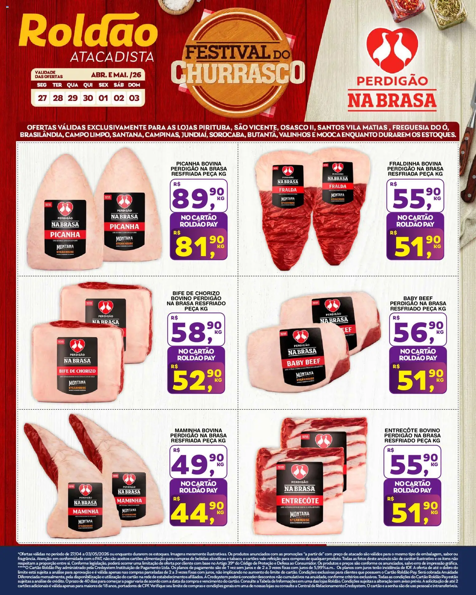 Roldão Folheto - válido de 27.04.2026 | Página: 1 | Produtos: Fraldinha, Maminha, Picanha, Base