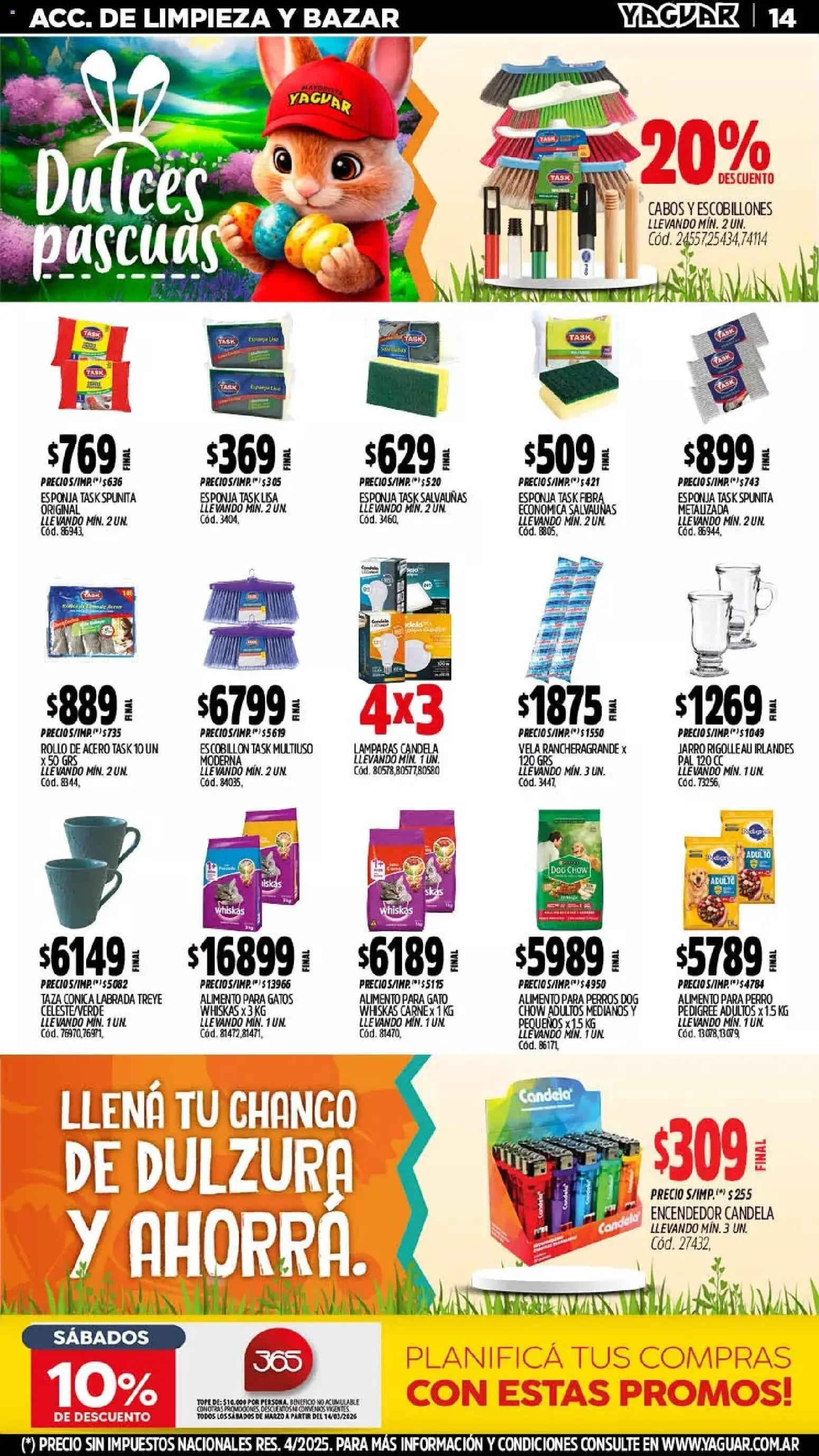 Yaguar - Oferta Semanal Mendoza │ válido desde el 23.03.2026 | Página: 14 | Productos: Vela, Encendedor, Taza, Esponja