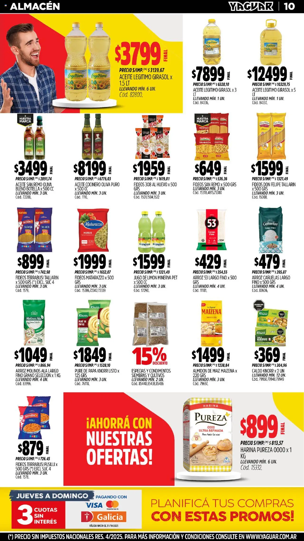 Yaguar - Parque Chacabuco │ válido desde el 20.10.2025 | Página: 10 | Productos: Harina, Oliva, Arroz, Fideos