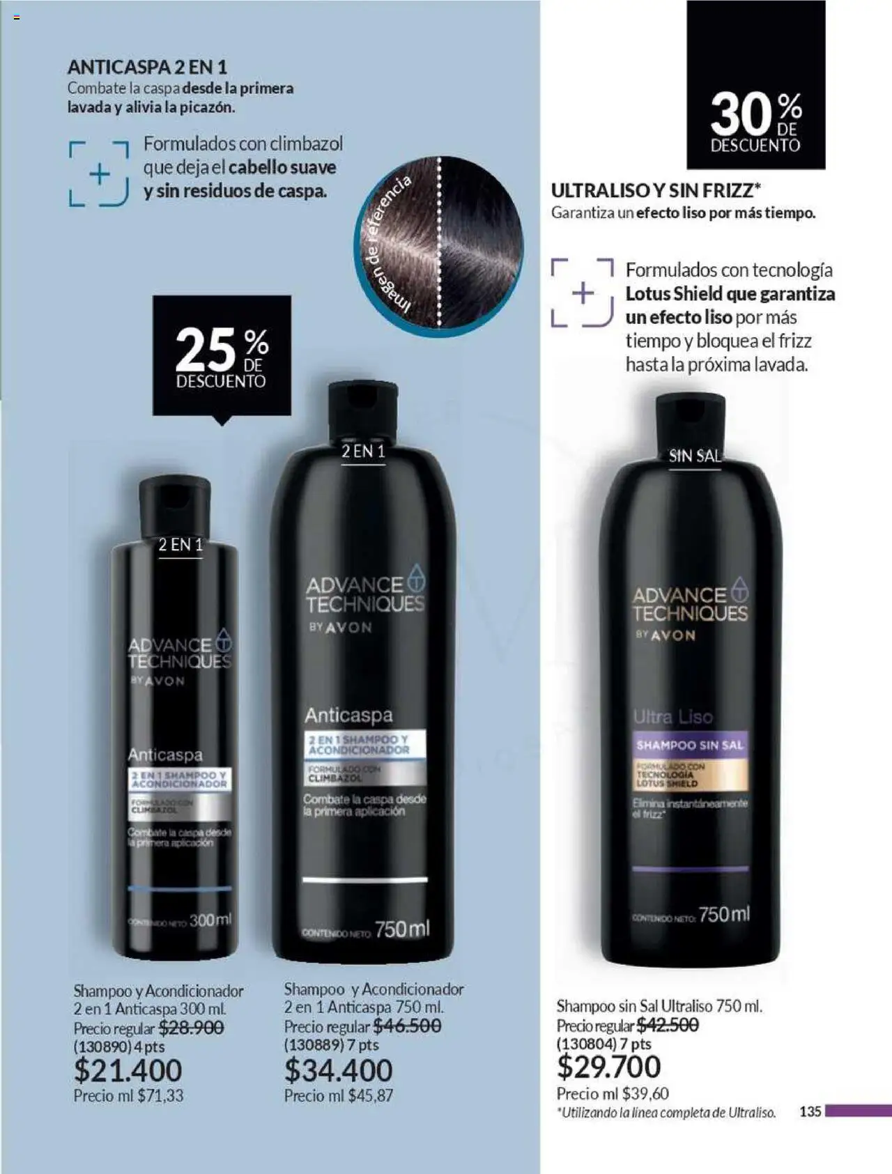 Avon revista - valida desde el 13.07.2025 | Página: 135 | Productos: Sal, Shampoo, Acondicionador