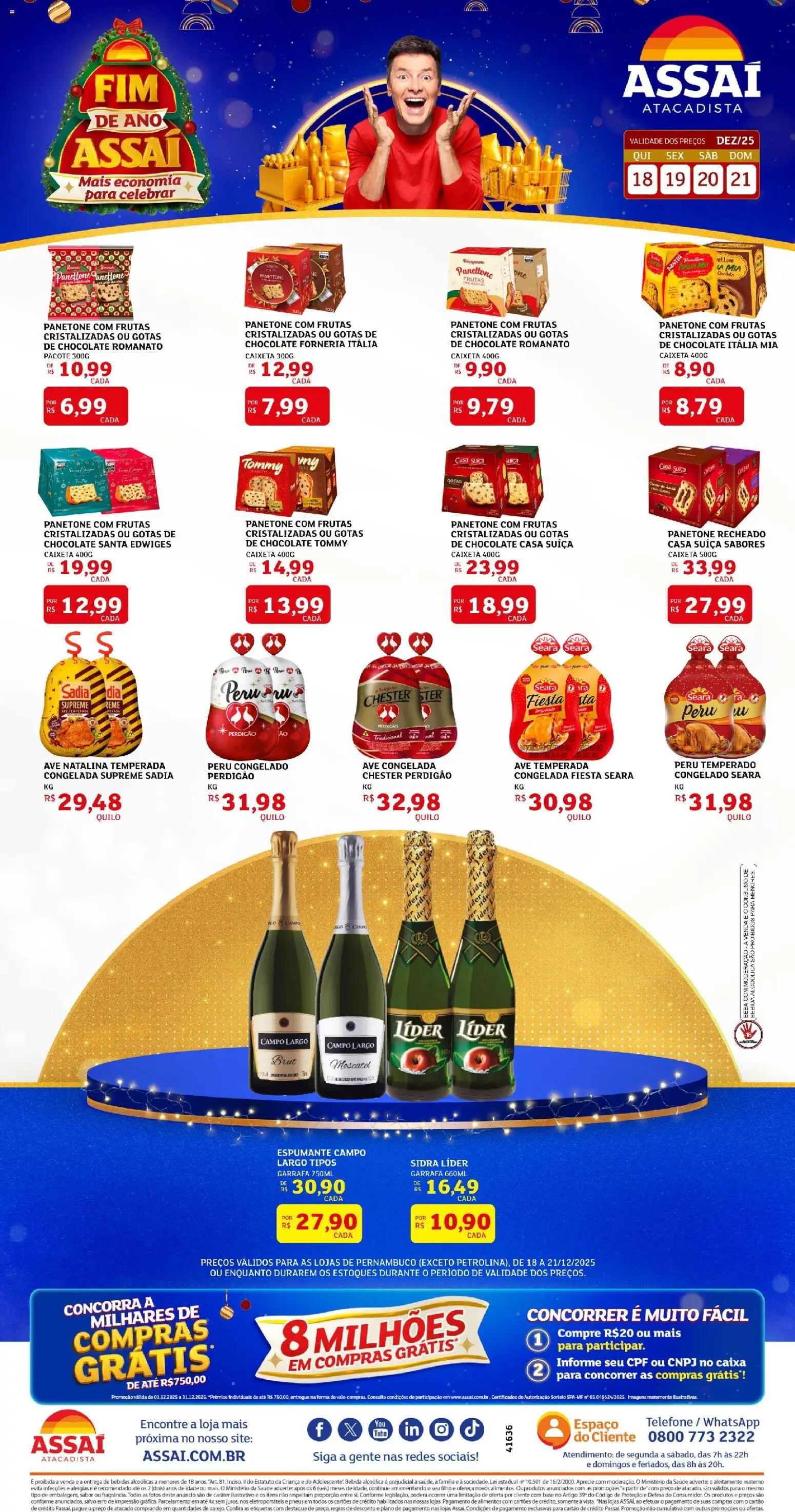 Assaí Atacadista Folheto - válido de 18.12.2025 | Página: 1 | Produtos: Panettone, Caixa, Pneus, Bebida