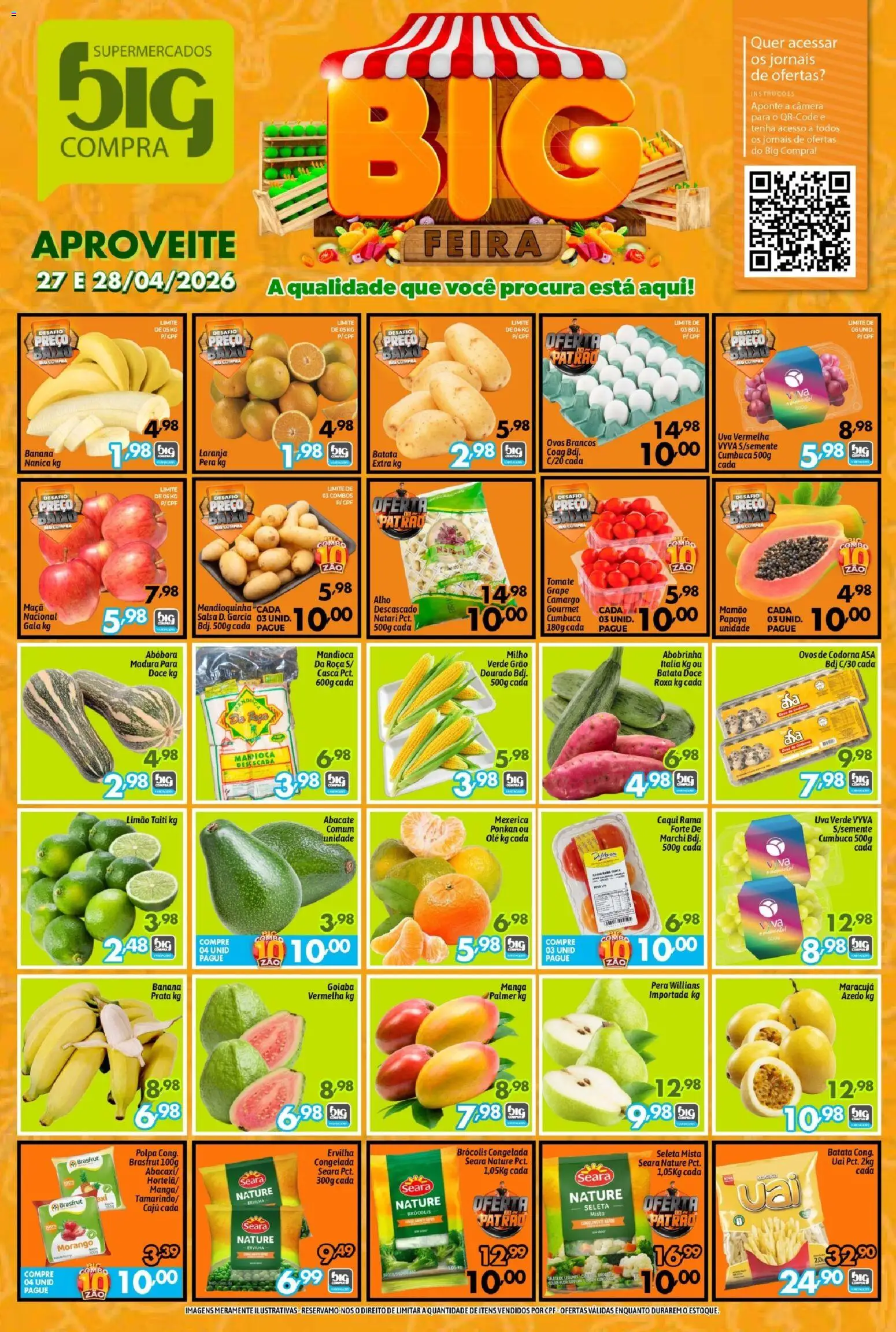 Big Compra Folheto - válido de 27.04.2026 | Página: 1 | Produtos: Goiaba, Mamão, Brócolis, Ovos de codorna