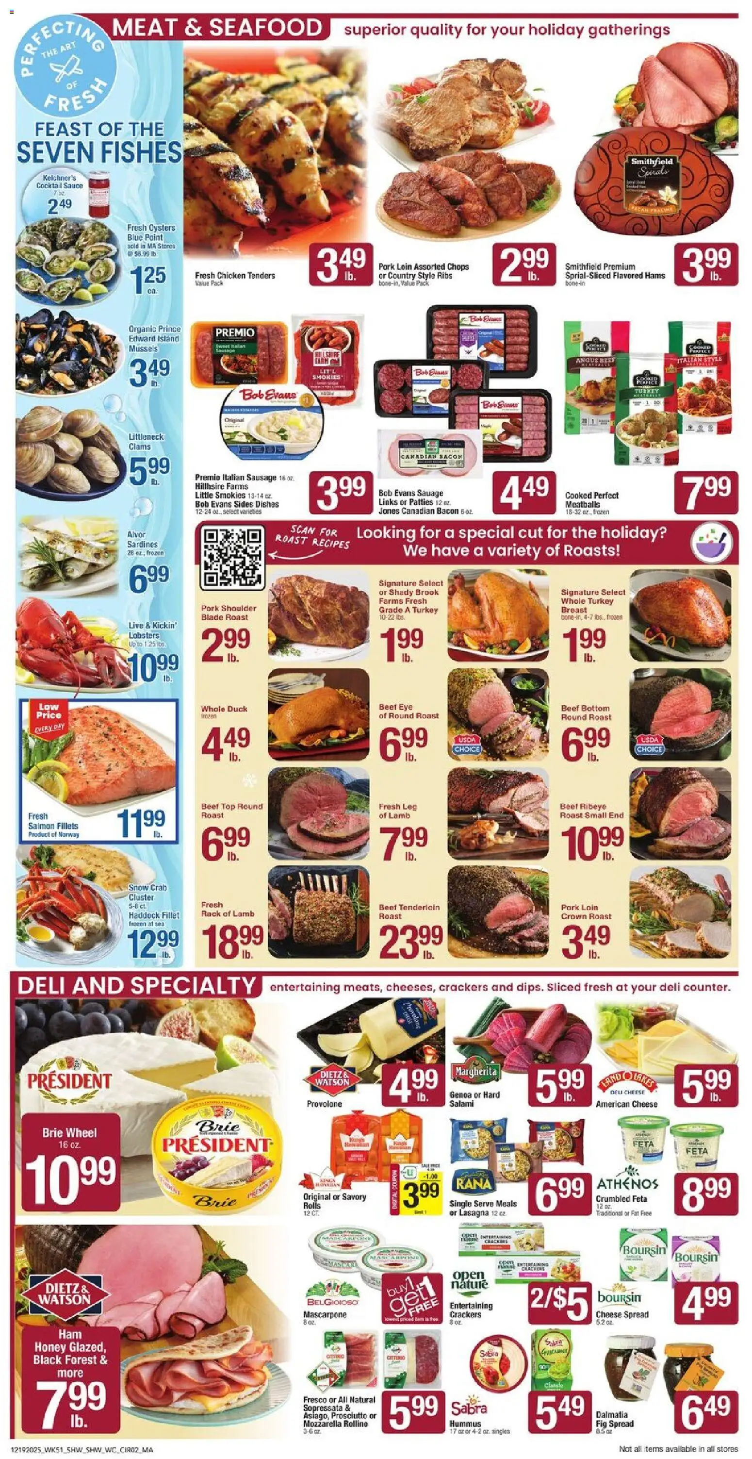 Shaw's Weekly Ad - MA - valid from 19.12.2025 | Page: 2 | Products: Cheese, Sauce, Seafood, Sausage