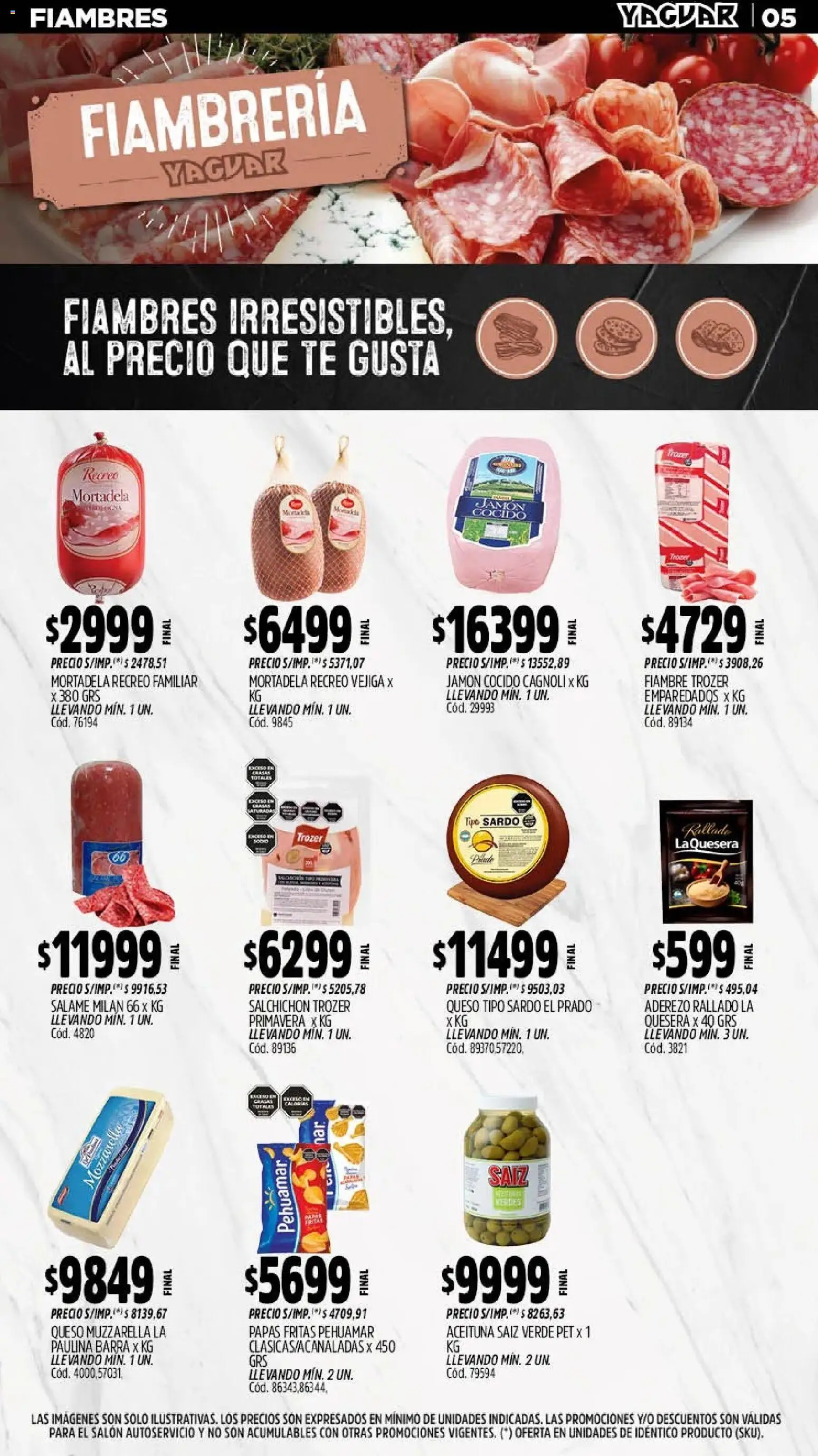 Yaguar - Oferta Semanal Mendoza │ válido desde el 20.04.2026 | Página: 5 | Productos: Jamón cocido, Mortadela, Jamón, Salame