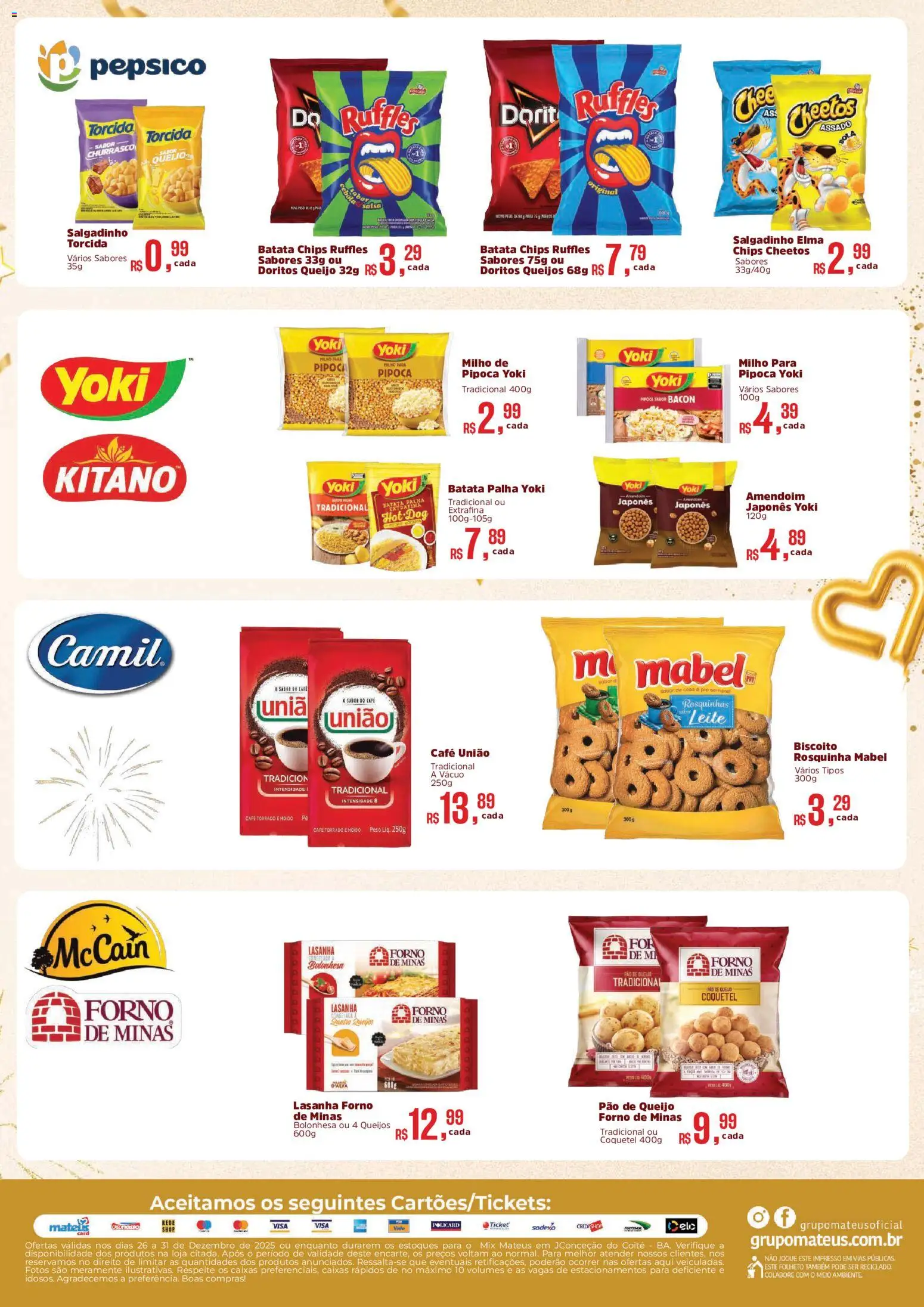 Mateus Folheto - válido de 26.12.2025 | Página: 2 | Produtos: Forno, Biscoito, Pipoca, Pão de queijo