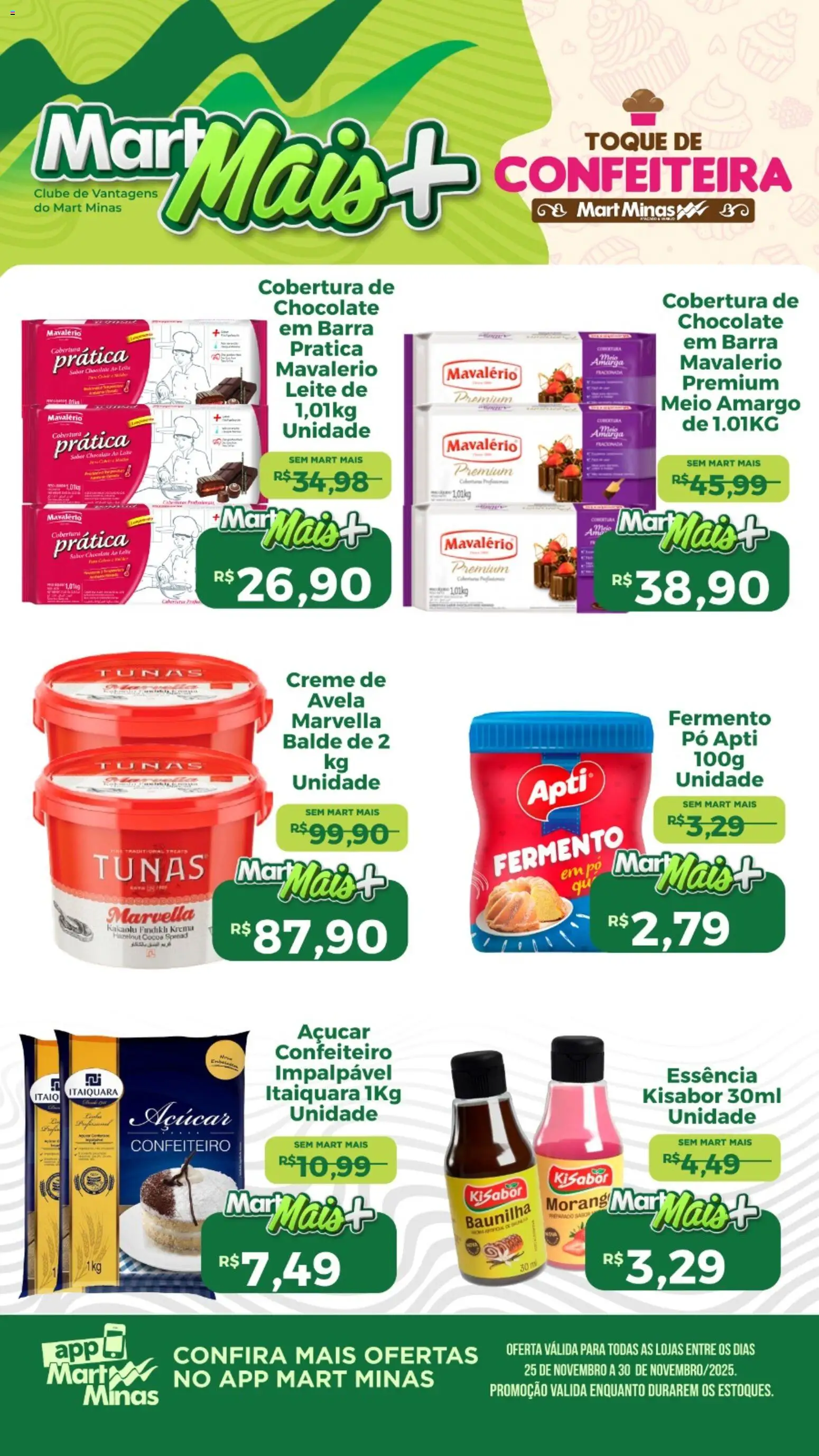 Mart Minas Folheto - válido de 25.11.2025 | Página: 2 | Produtos: Creme, Açúcar, Creme de avelã, Balde