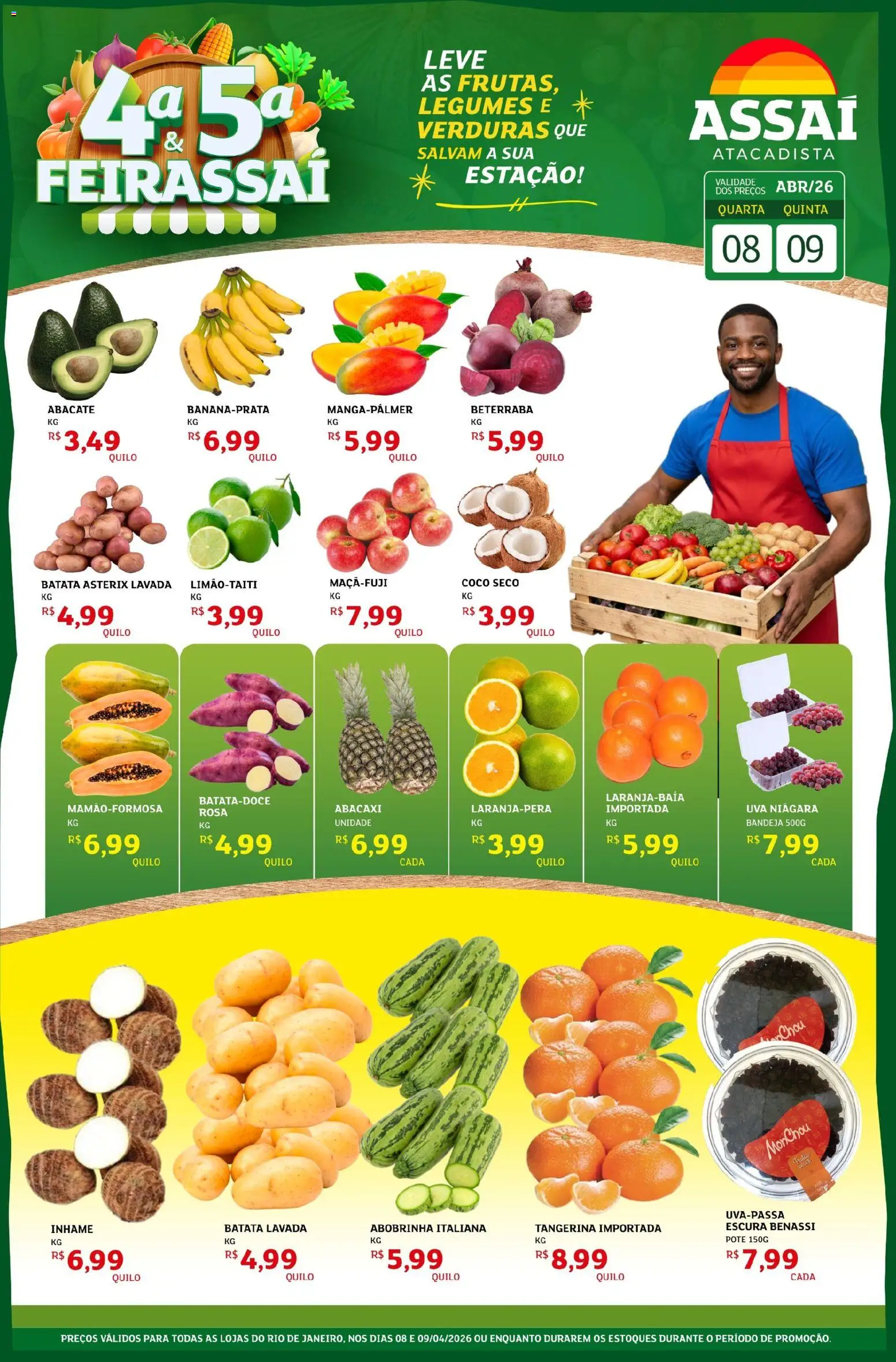 Assaí Atacadista Folheto - válido de 08.04.2026 | Página: 1 | Produtos: Coco, Inhame, Abacaxi, Bandeja