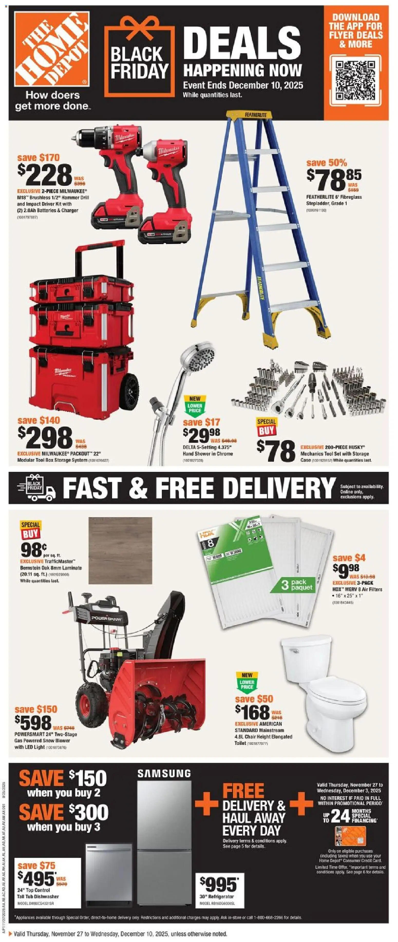 Home Depot flyer valid from 27.11.2025 | Page: 1 | Products: Case, Chair, Box, Shower
