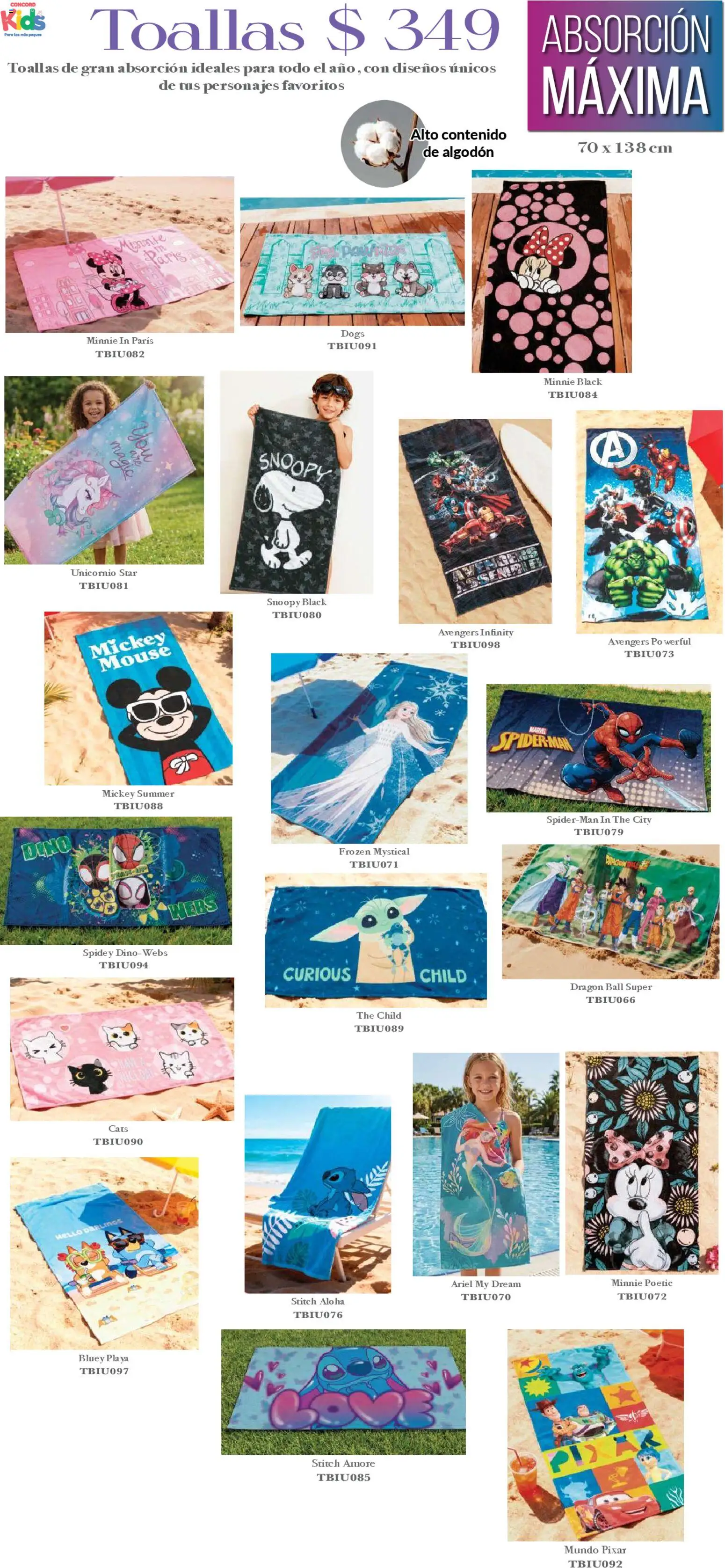 Nuevas ofertas de Colchas Concord válidas en toda la República Mexicana desde el 01.02.2026. ¡Encuentra las mejores ofertas en Colchas Concord catálogo Kids! | Página: 41 | Productos: Mouse, Algodón, Toallas