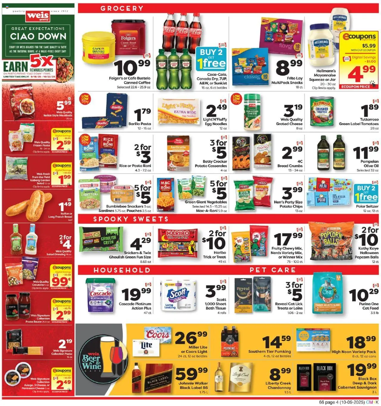 Weis Weekly Ad - valid from 09.10.2025 | Page: 4 | Products: Box, Oil, Wine, Tomatoes