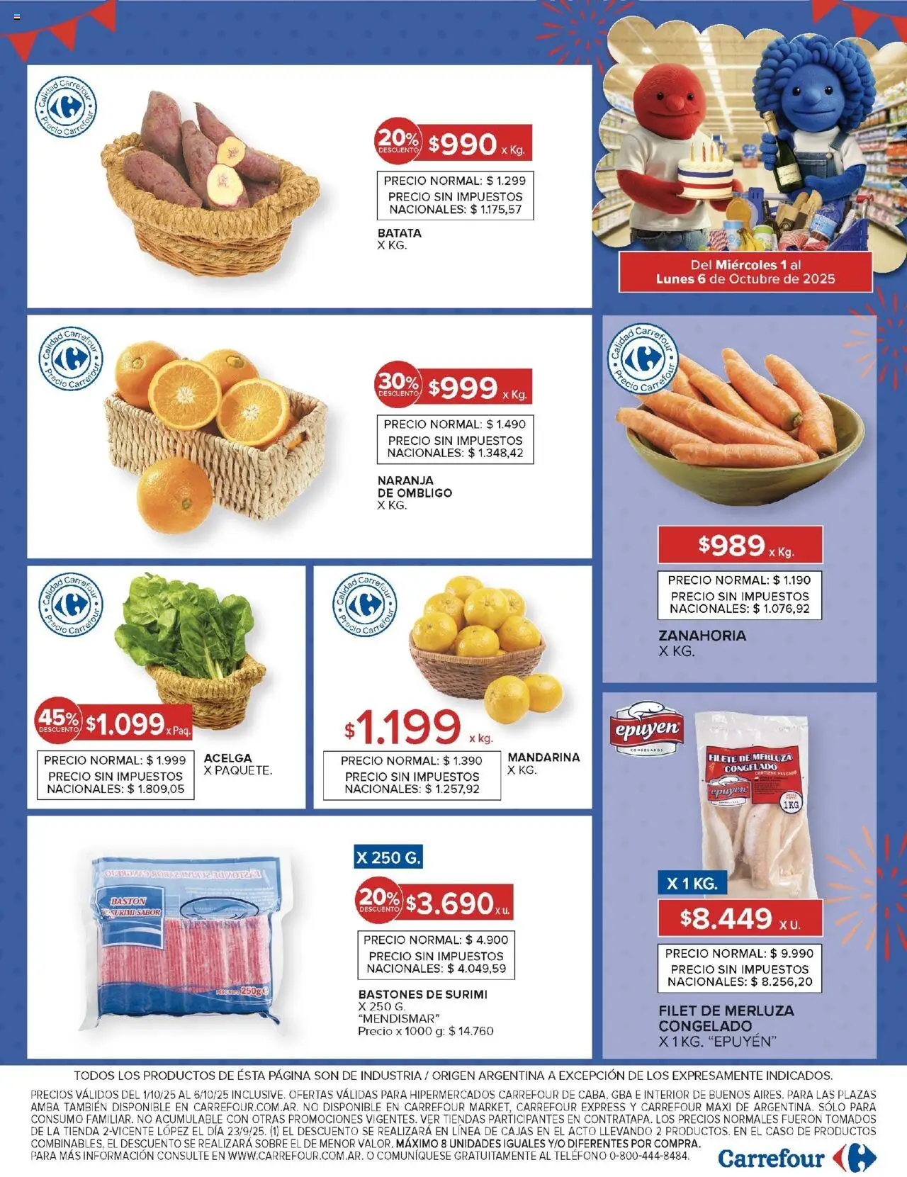 Carrefour ofertas │ válido desde el 01.10.2025 | Página: 17 | Productos: Acelga, Batata, Pescado, Zanahoria