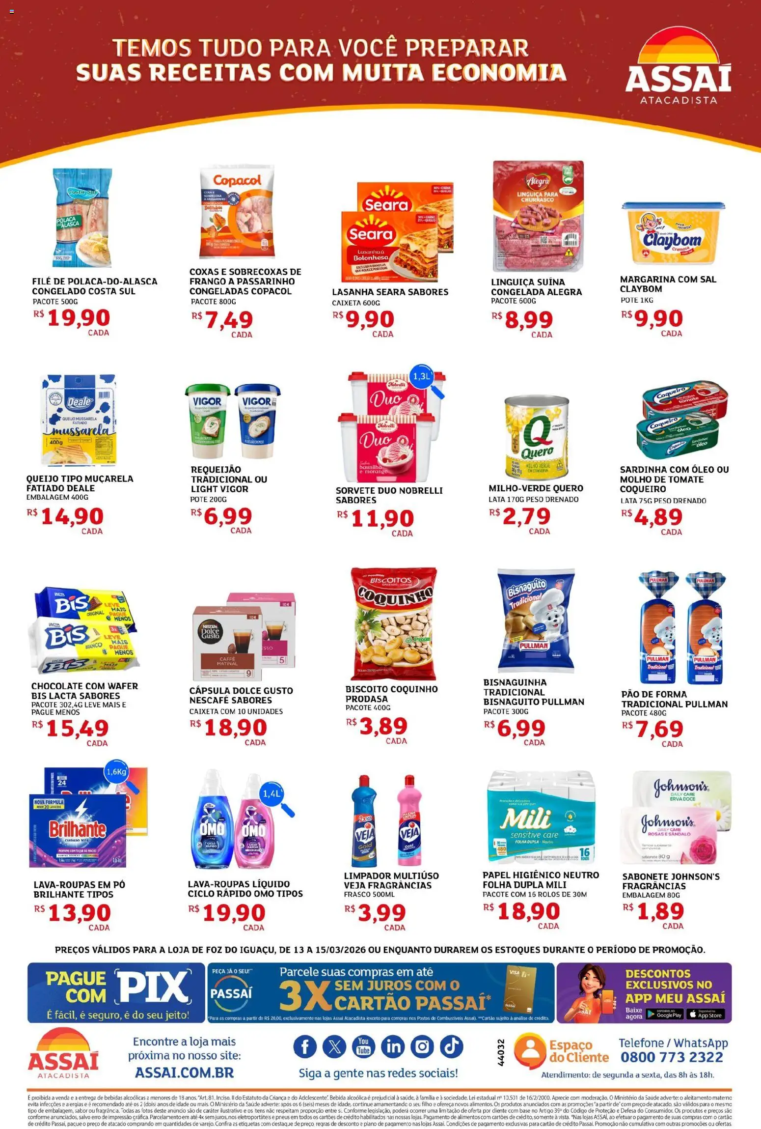 Assaí Atacadista Folheto - válido de 13.03.2026 | Página: 2 | Produtos: Limpador multiuso, Base, Frango, Sardinha