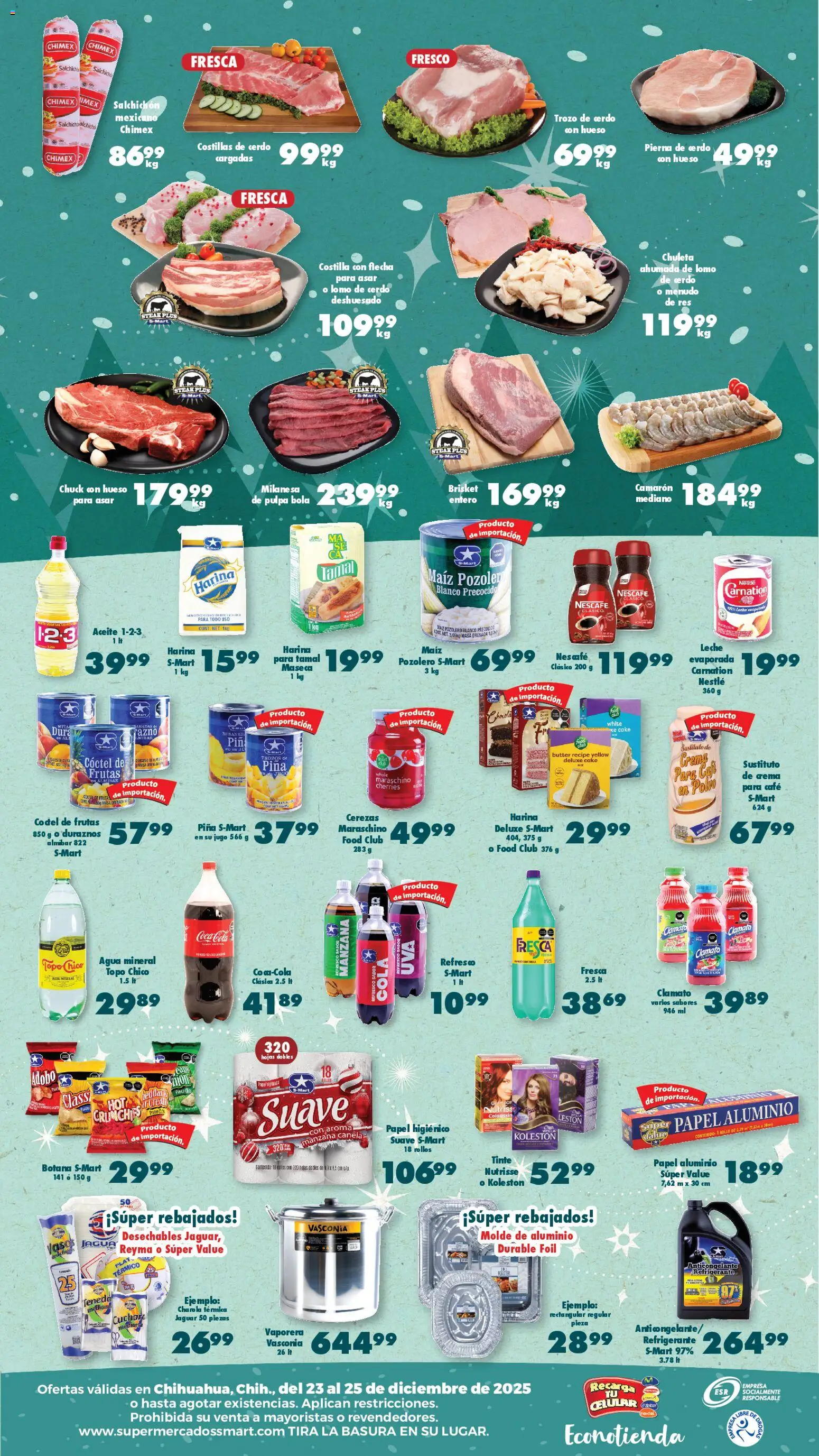 Nuevas ofertas de S-Mart válidas en toda la República Mexicana desde el 23.12.2025. ¡Encuentra las mejores ofertas en S-Mart folleto Chihuahua! | Página: 2 | Productos: Leche, Pan, Vaporera, Molde