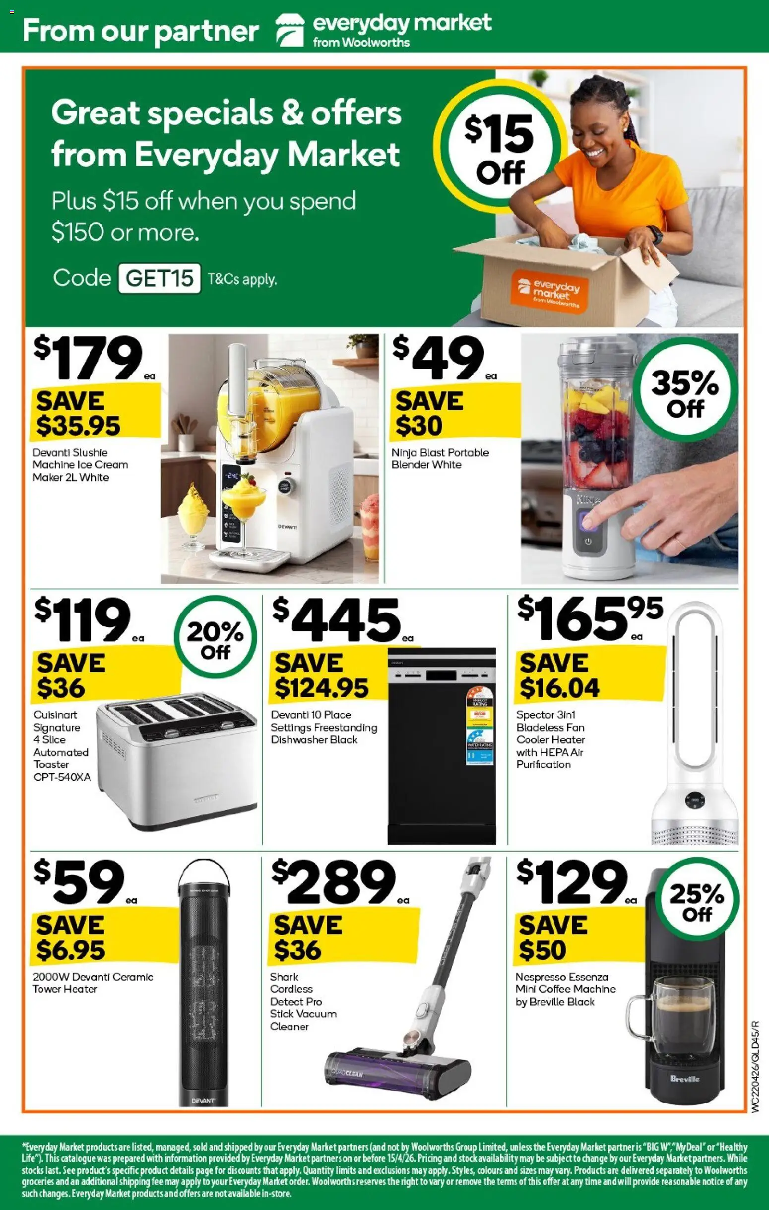 Woolworths catalogue - valid from 22.04.2026 | Page: 45 | Products: Heater, Blender, Fan, Toaster