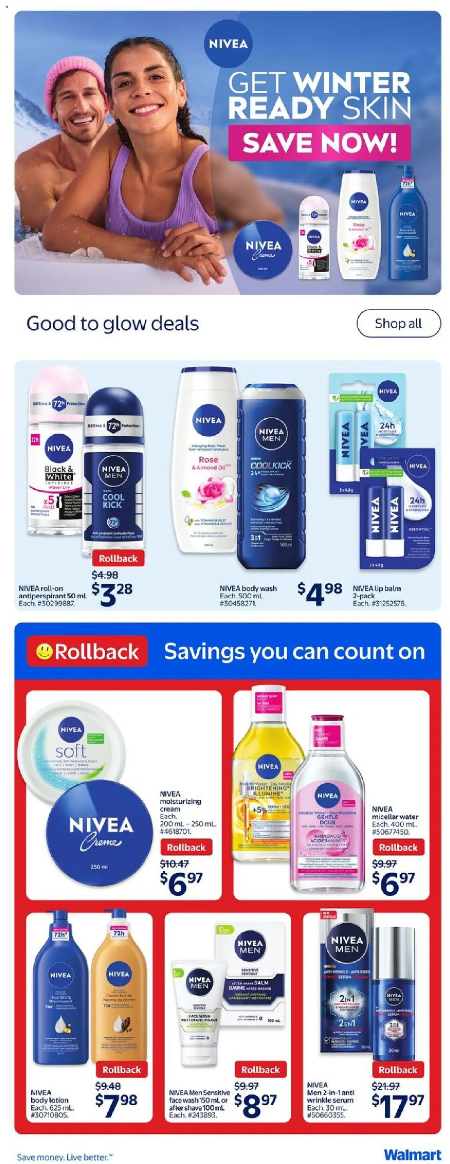 Walmart flyer valid from 15.01.2026 | Page: 19 | Products: Cream, Micellar water, Body wash, Antiperspirant