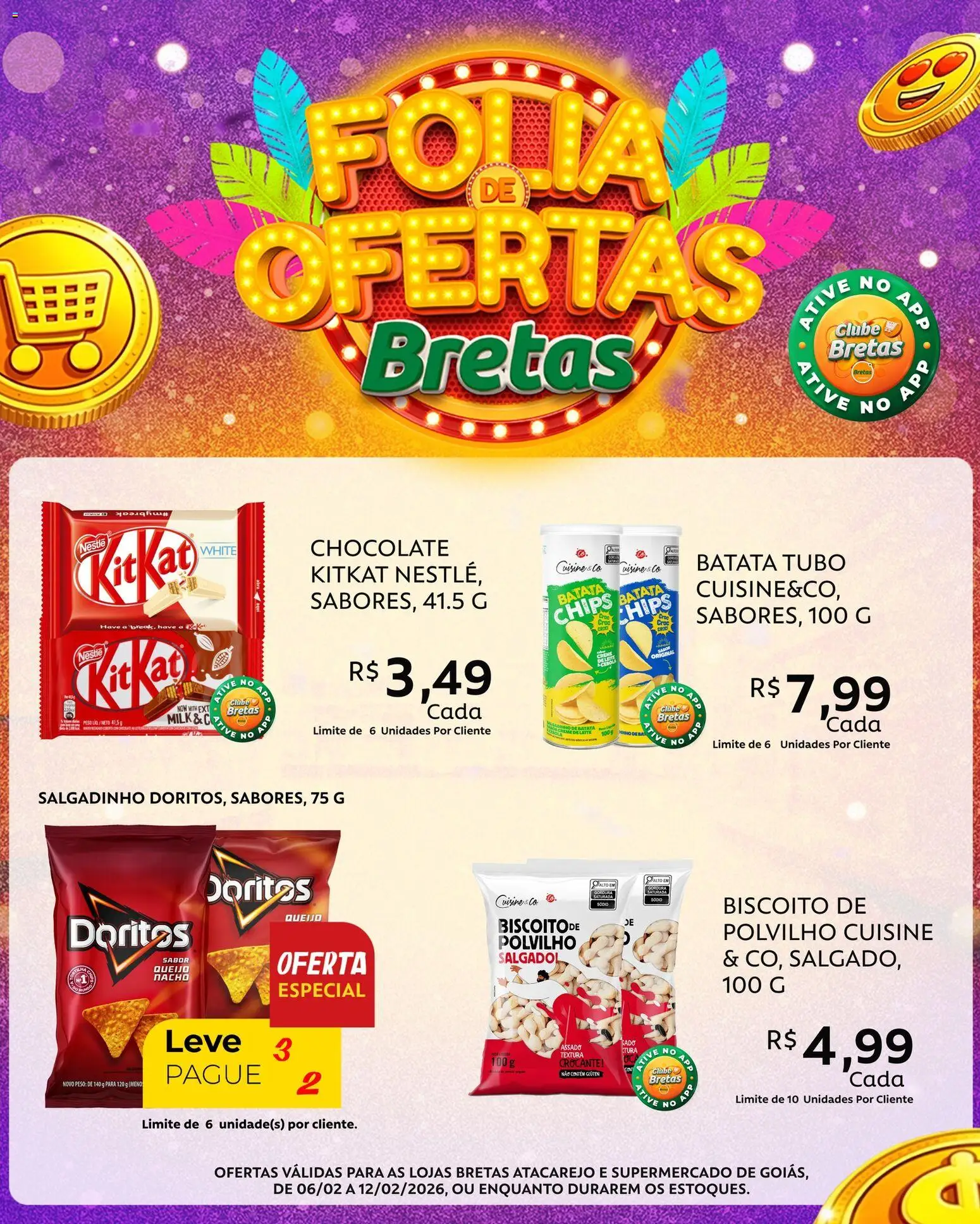 Bretas Folheto - válido de 06.02.2026 | Página: 3 | Produtos: Polvilho, Queijo, Chocolate, Batata