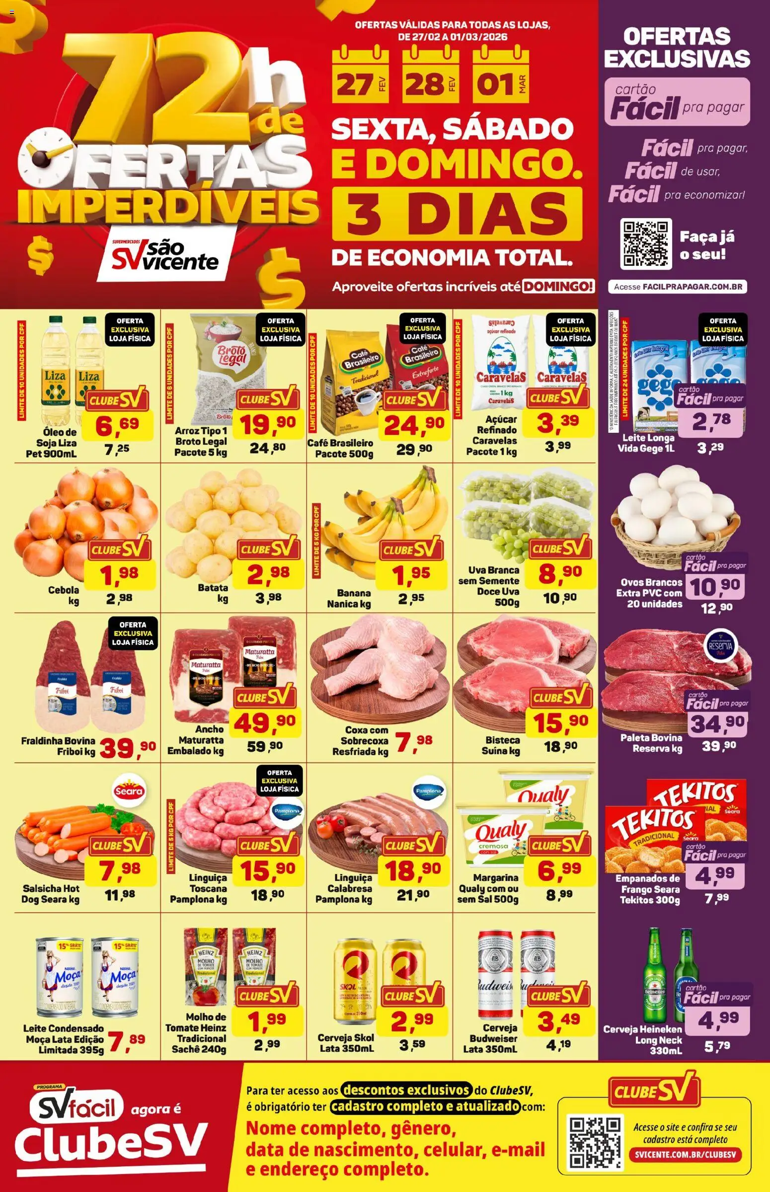Supermercados São Vicente Folheto - válido de 27.02.2026 | Página: 1 | Produtos: Óleo, Açúcar, Sal, Soja