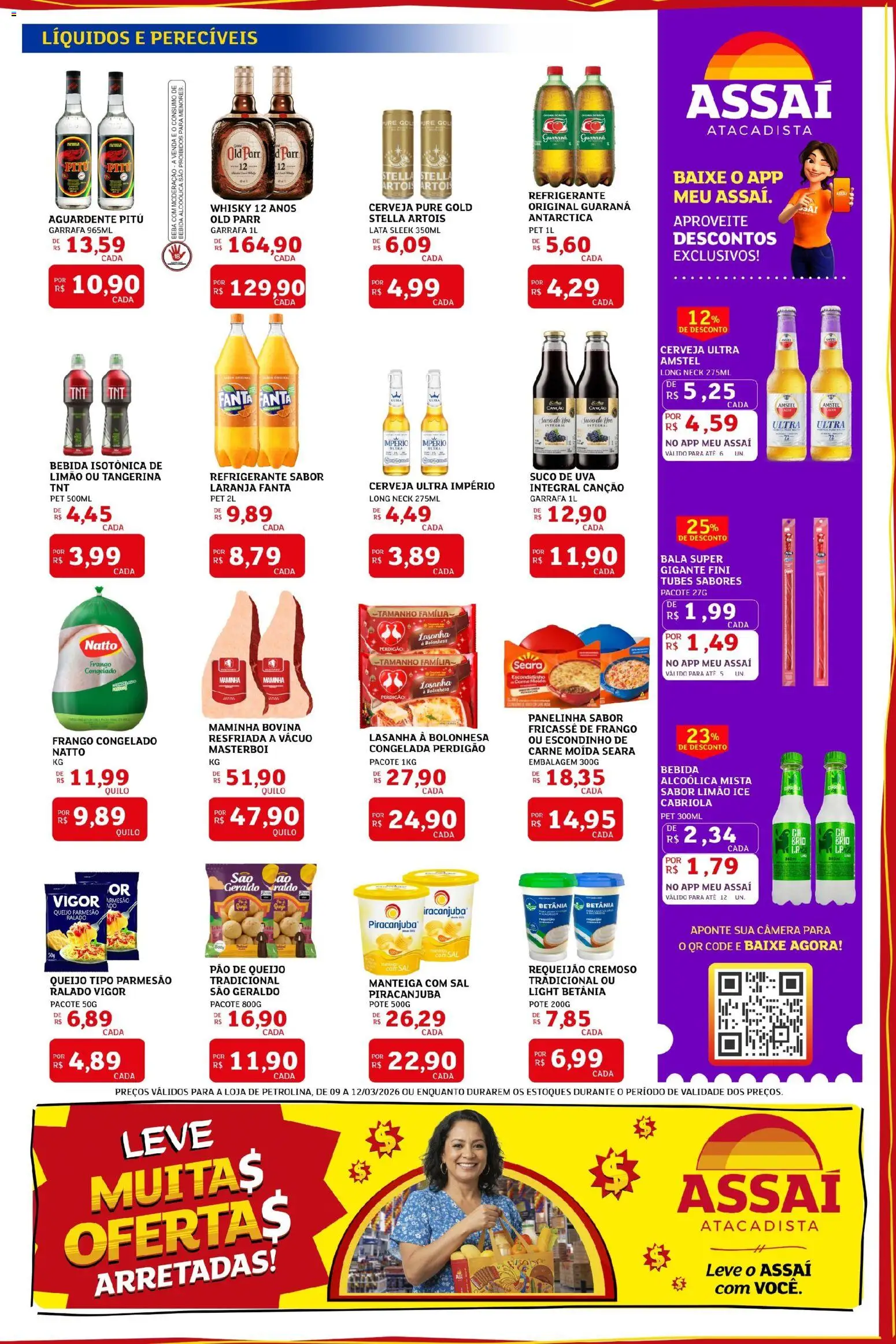 Assaí Atacadista Folheto - válido de 09.03.2026 | Página: 3 | Produtos: Manteiga, Cerveja, Frango, Pão de queijo