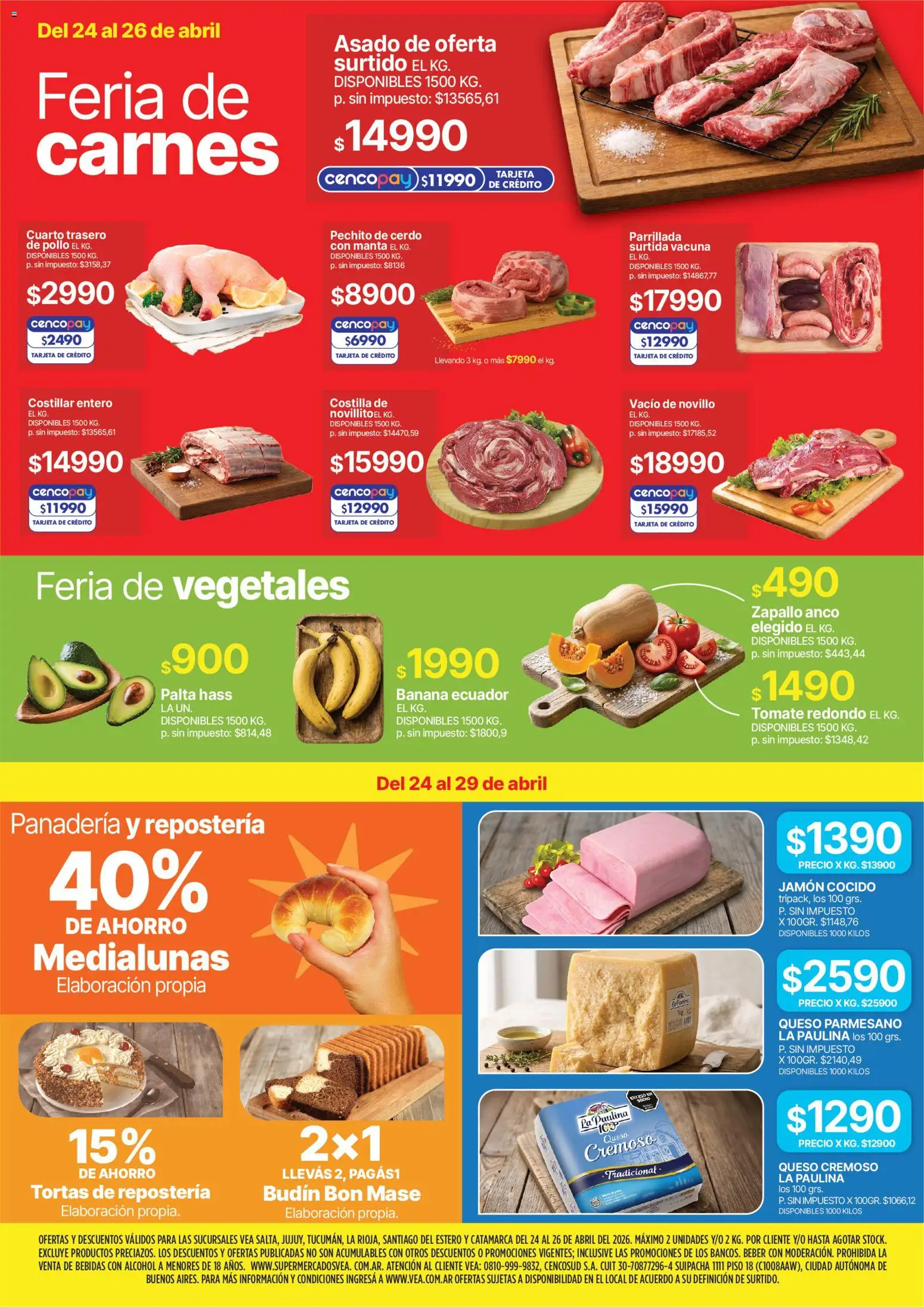 Vea - Oferta fin de semana │ válido desde el 24.04.2026 | Página: 2 | Productos: Jamón cocido, Palta, Queso, Jamón