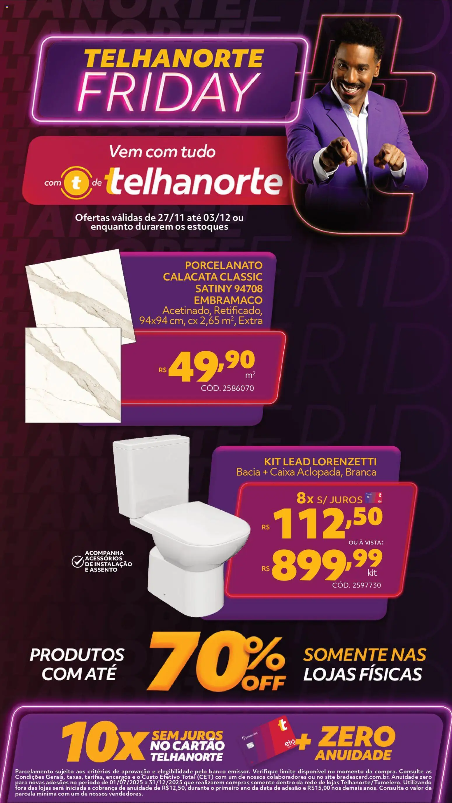 Telhanorte Folheto - válido de 27.11.2025 | Página: 1 | Produtos: Banco, Porcelanato, Caixa
