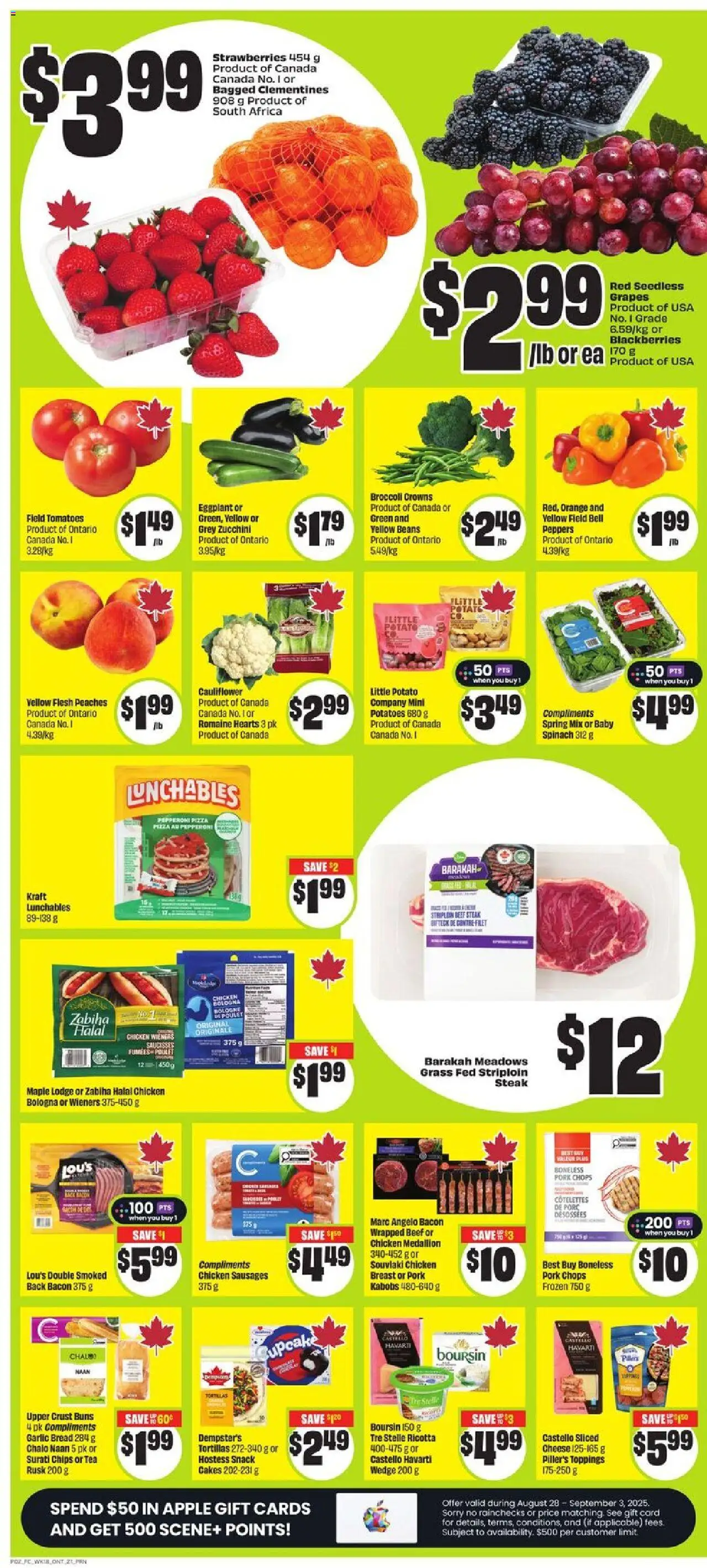 FreshCo flyer valid from 28.08.2025 | Page: 4 | Products: Tea, Bread, Chicken, Tomatoes