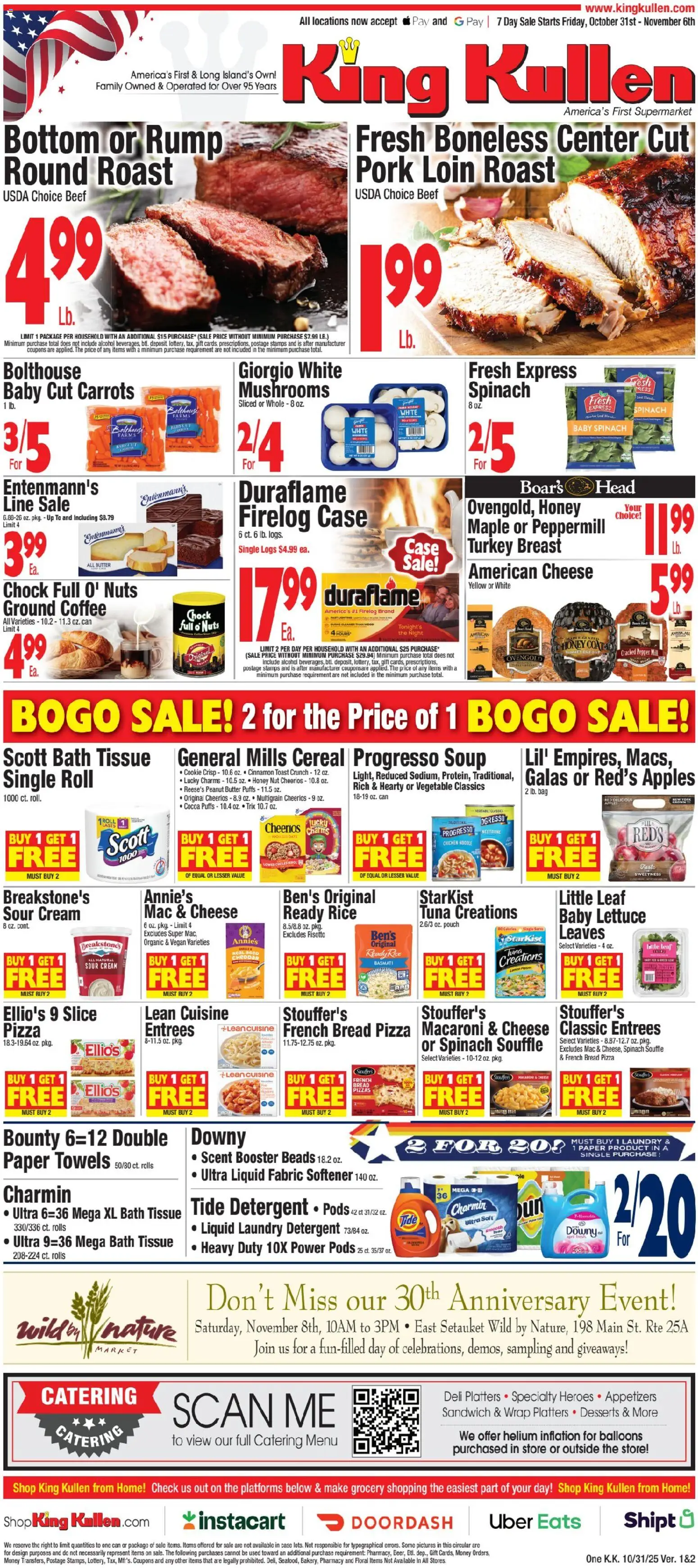 King Kullen Weekly Ad - valid from 30.10.2025 | Page: 1 | Products: Bath, Pork, Cream, Case