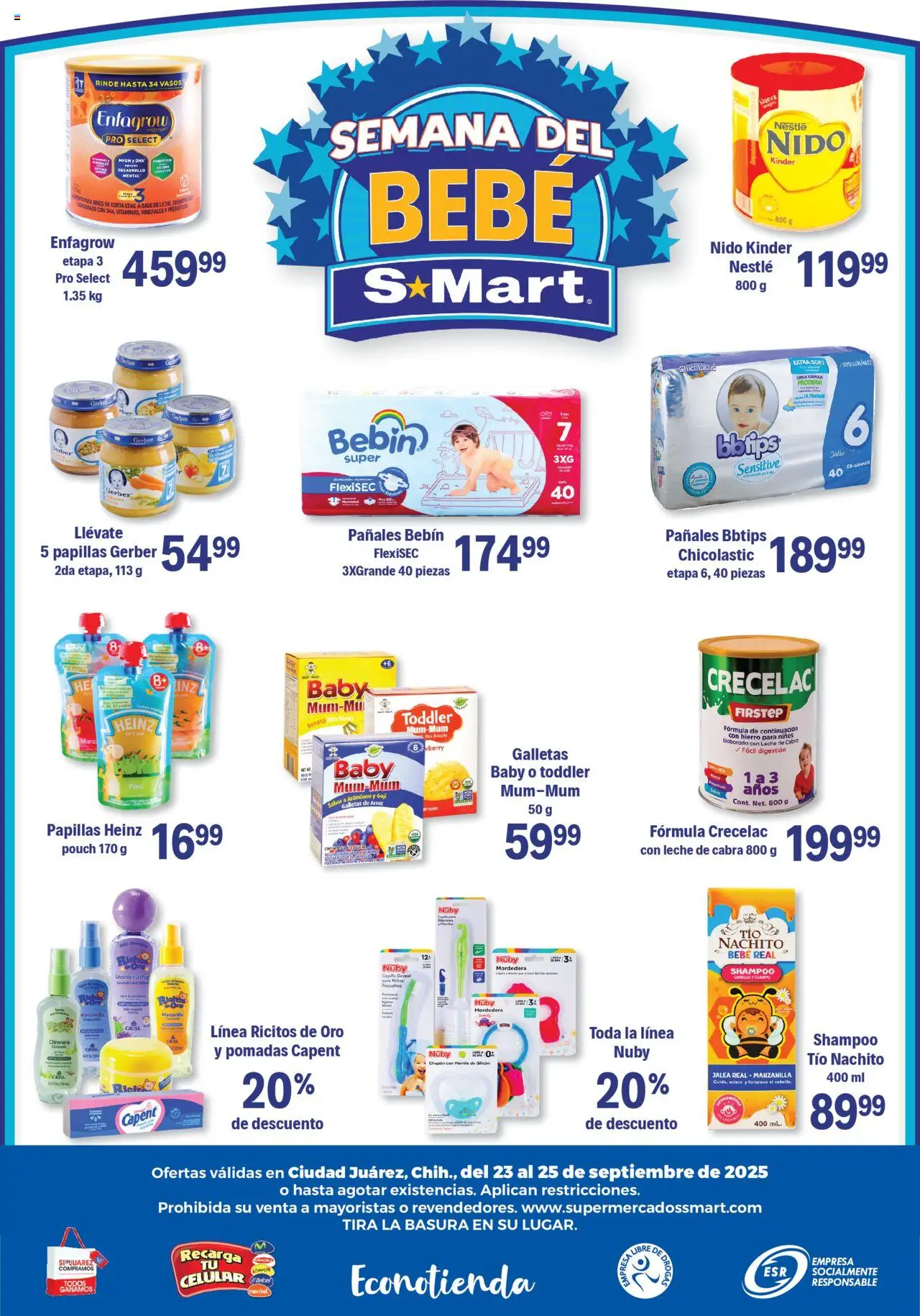 Nuevas ofertas de S-Mart válidas en toda la República Mexicana desde el 23.09.2025. ¡Encuentra las mejores ofertas en S-Mart - Folleto de Feria - Juarez! | Página: 6 | Productos: Papa, Leche en polvo, Arroz, Pañales