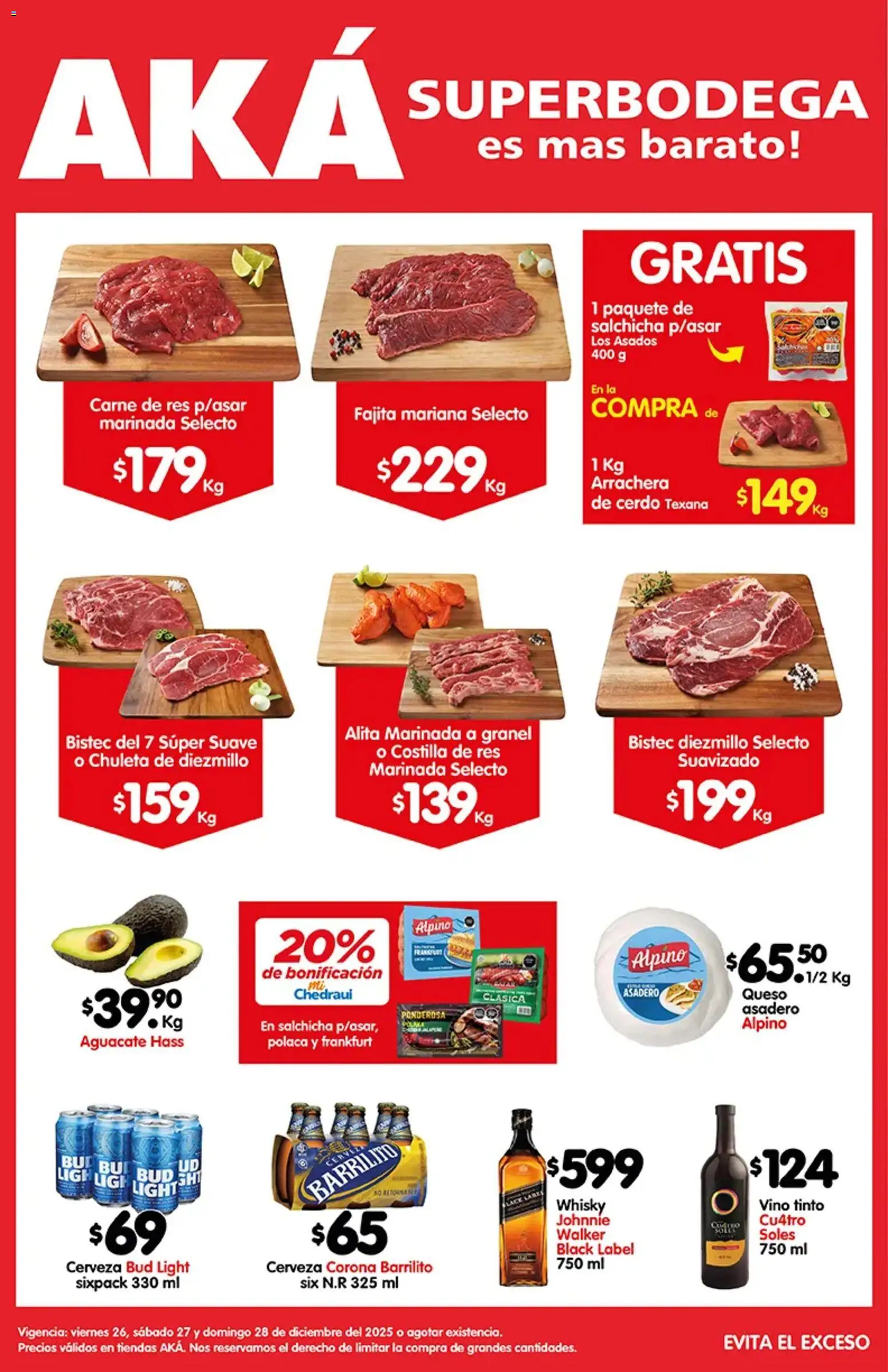 Nuevas ofertas de Arteli válidas en toda la República Mexicana desde el 26.12.2025. ¡Encuentra las mejores ofertas en Arteli folleto Aká Superbodegas! | Página: 1 | Productos: Salchicha, Queso, Cerveza, Res