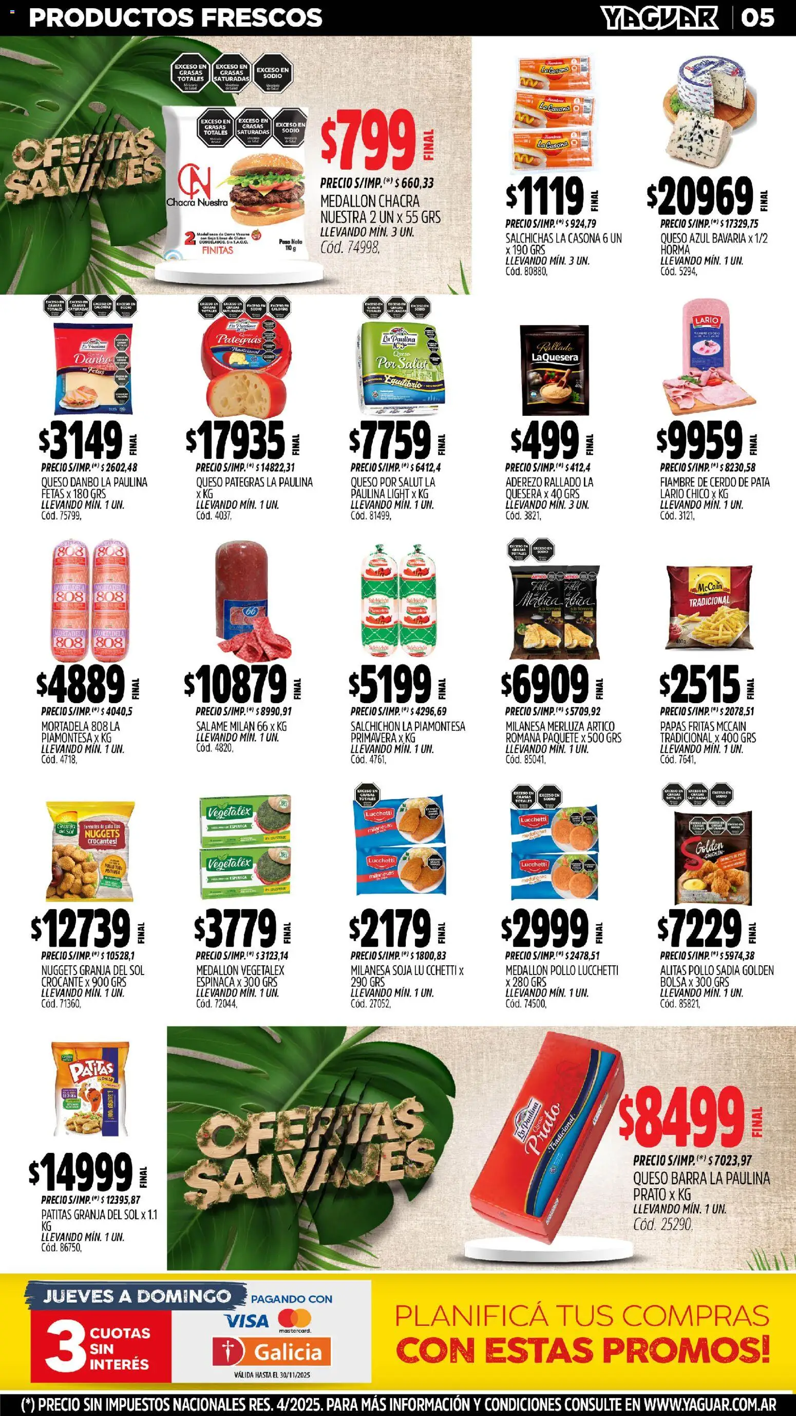 Yaguar - Misiones │ válido desde el 10.11.2025 | Página: 5 | Productos: Bolsa, Pollo, Salame, Espinaca
