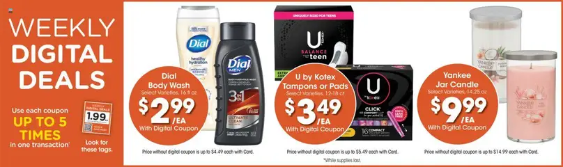Kroger Weekly Ad - valid from 16.07.2025 | Page: 3 | Products: Shower, Pads, Tampons, Body Wash