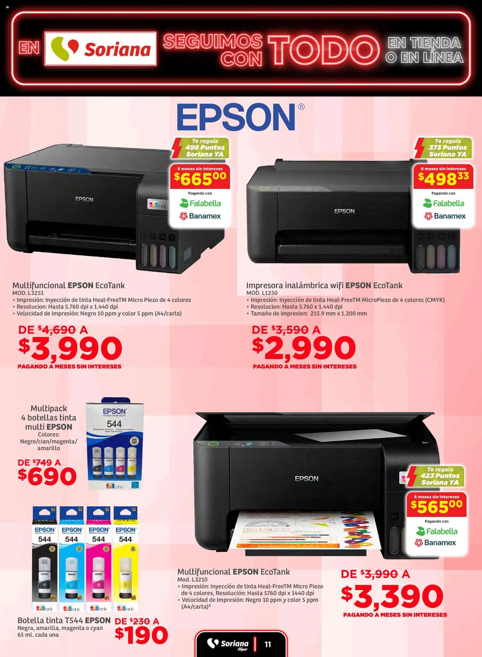 Nuevas ofertas de Soriana válidas en toda la República Mexicana desde el 19.11.2025. ¡Encuentra las mejores ofertas en Soriana - Seguimos con todo Híper Nacional! | Página: 11 | Productos: Impresora, Botella, Té
