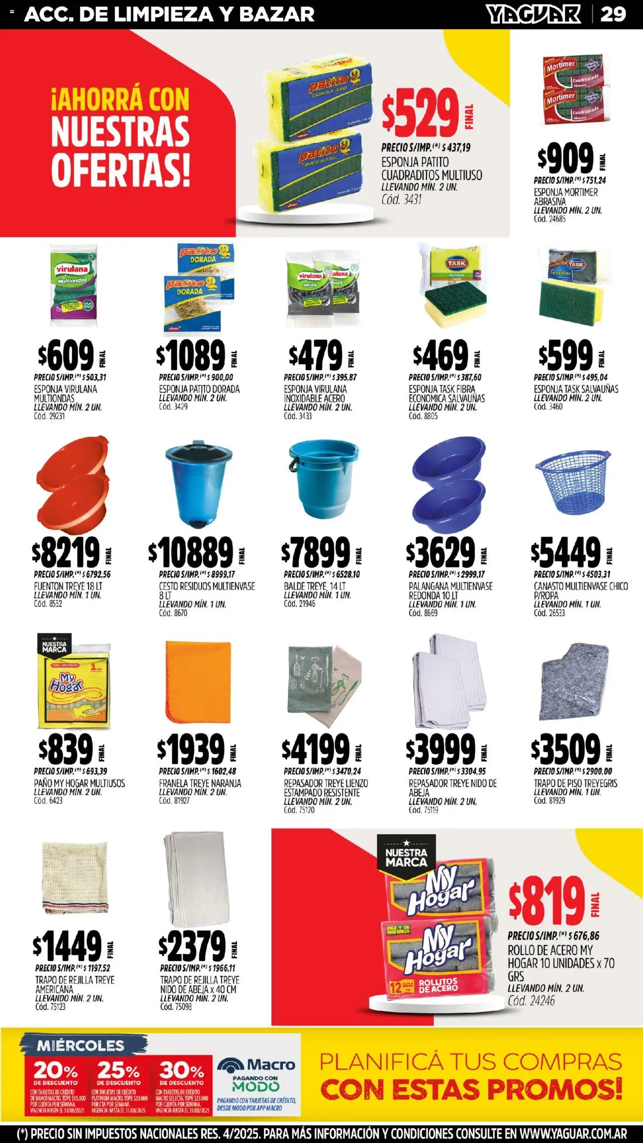 Yaguar - Mendoza │ válido desde el 18.08.2025 | Página: 28 | Productos: Trapo de piso, Banco, Repasador, Esponja
