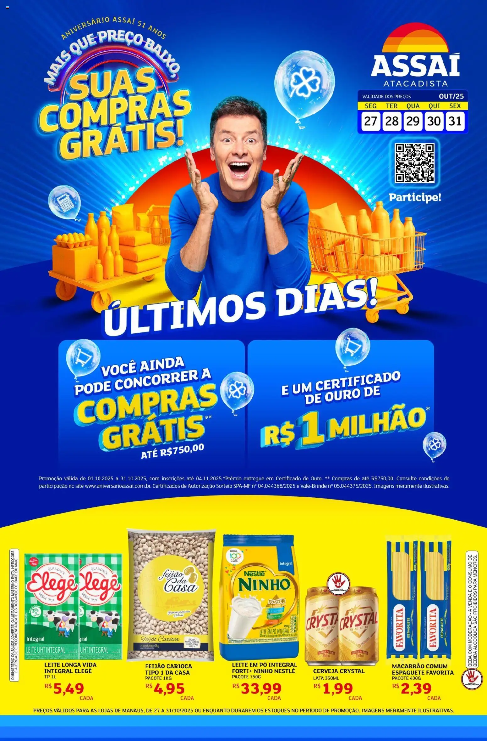 Assaí Atacadista Folheto - válido de 27.10.2025 | Página: 1 | Produtos: Feijão, Pó, Bebida, Leite em pó
